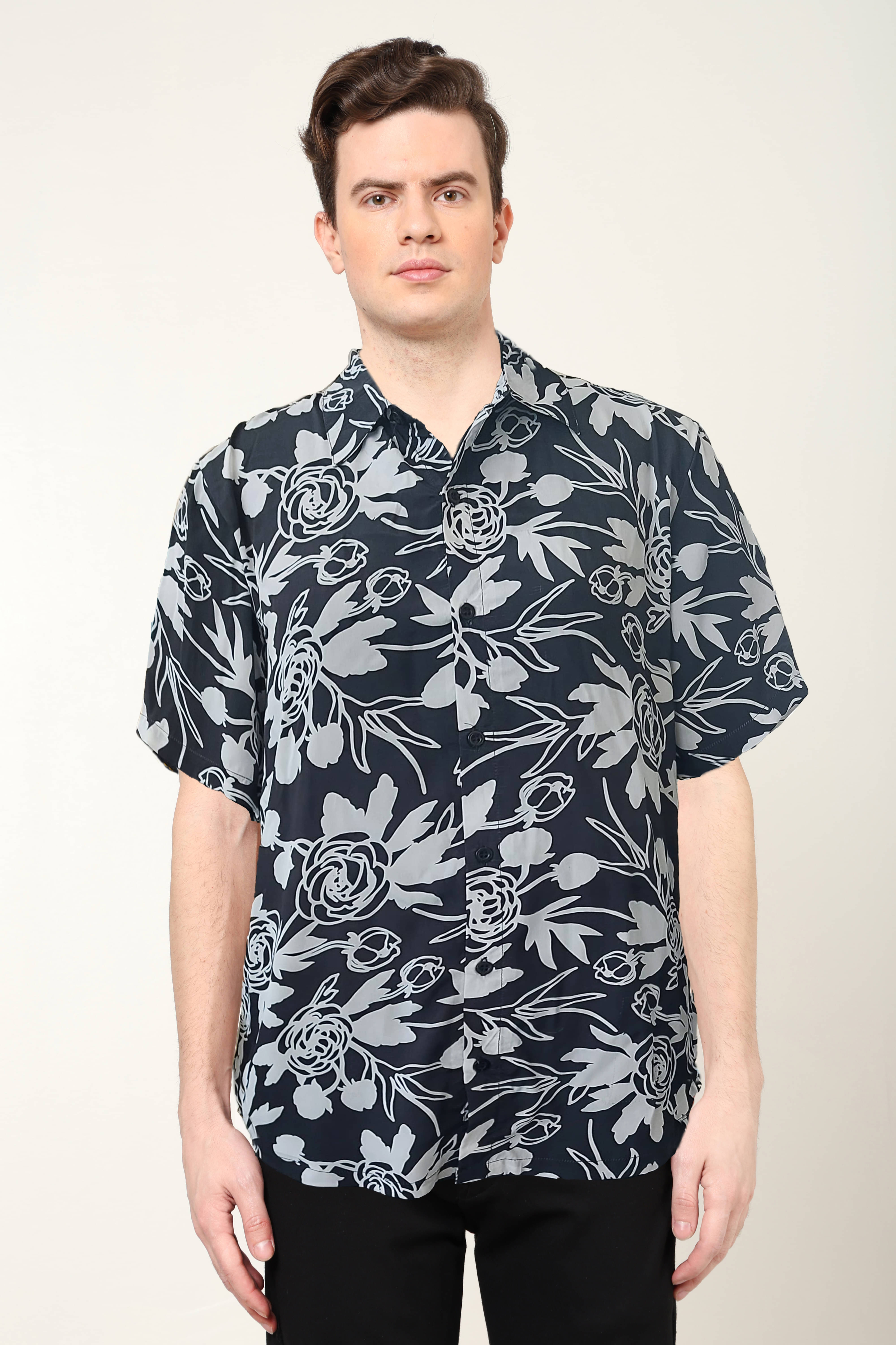Yash Gallery Polyester Regular Fit Printed Half Sleeves Men's Casual Shirt - Black ( Pack of 1 ) Yash Gallery Polyester Regular Fit Printed Half Sleeves Men's Casual Shirt - Black ( Pack of 1 )