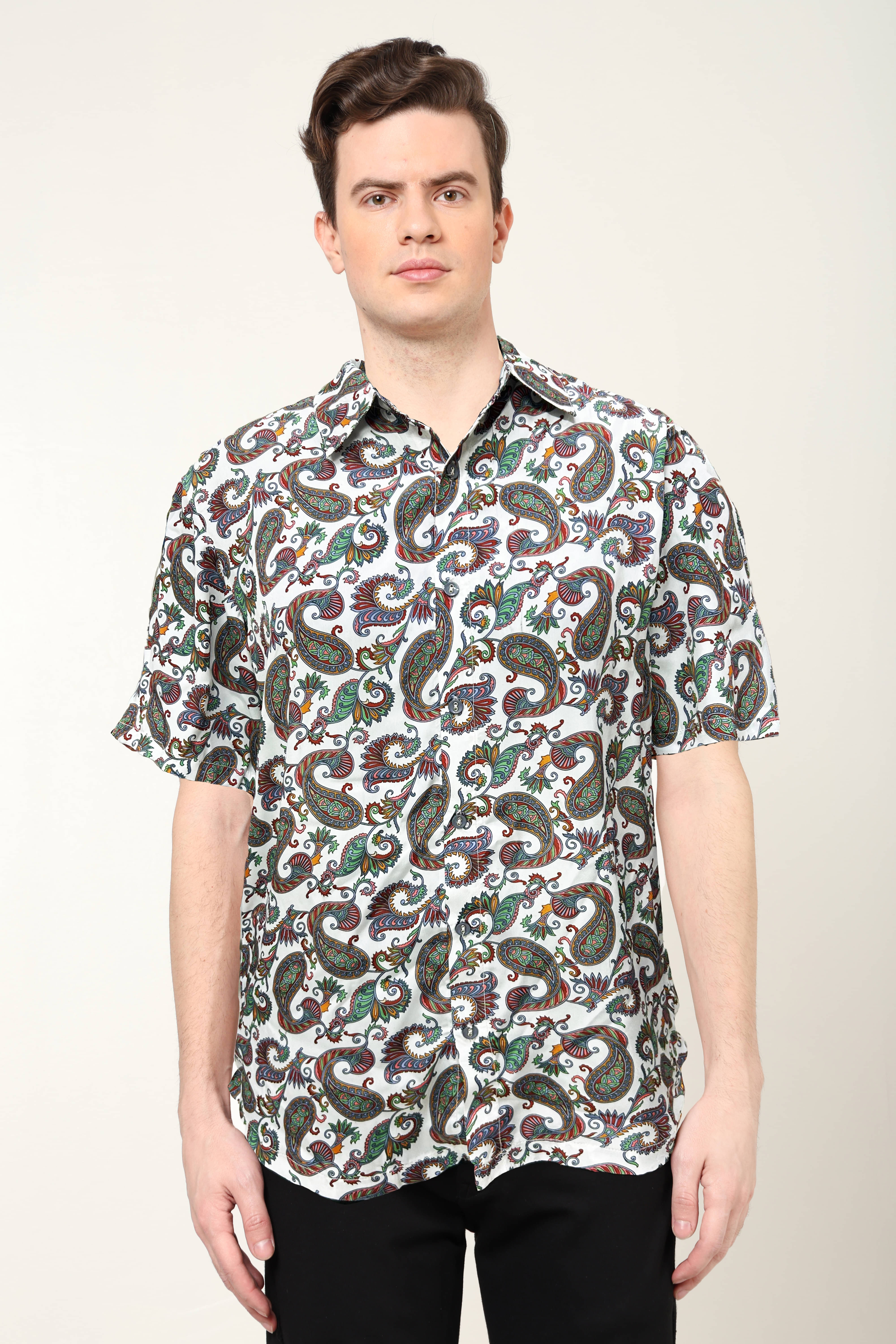 Yash Gallery Polyester Regular Fit Printed Half Sleeves Men's Casual Shirt - Multi ( Pack of 1 ) Yash Gallery Polyester Regular Fit Printed Half Sleeves Men's Casual Shirt - Multi ( Pack of 1 )