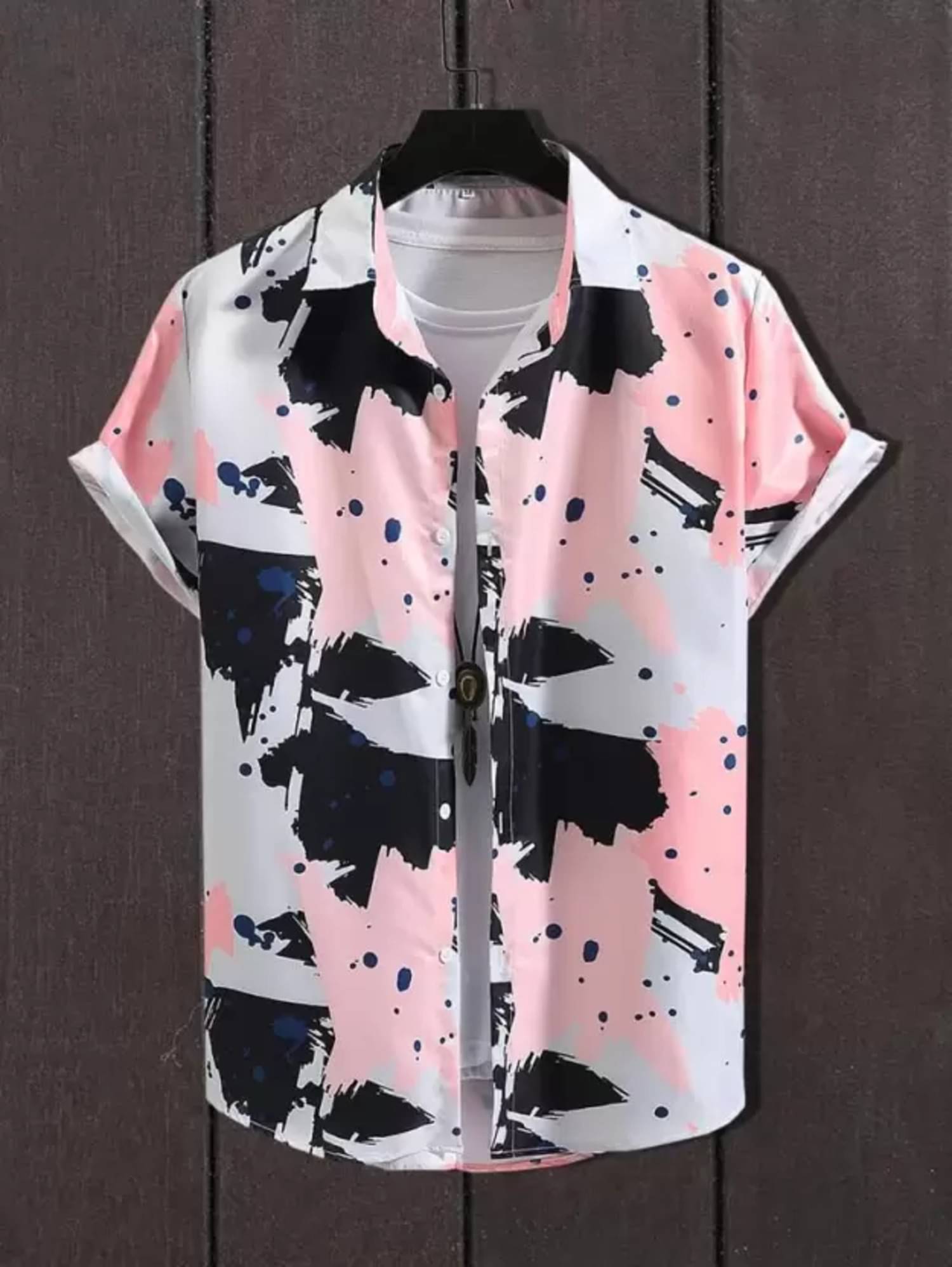     			bluecorp enterprise Polyester Regular Fit Printed Half Sleeves Men's Casual Shirt - Fluorescent Pink ( Pack of 1 )
