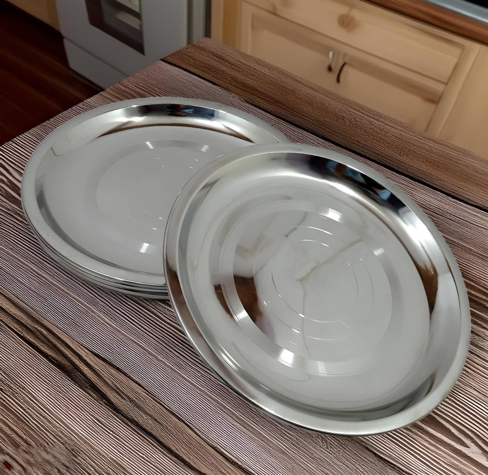 kitchrox 6 Pcs Stainless Steel Steel Half Plate kitchrox 6 Pcs Stainless Steel Steel Half Plate