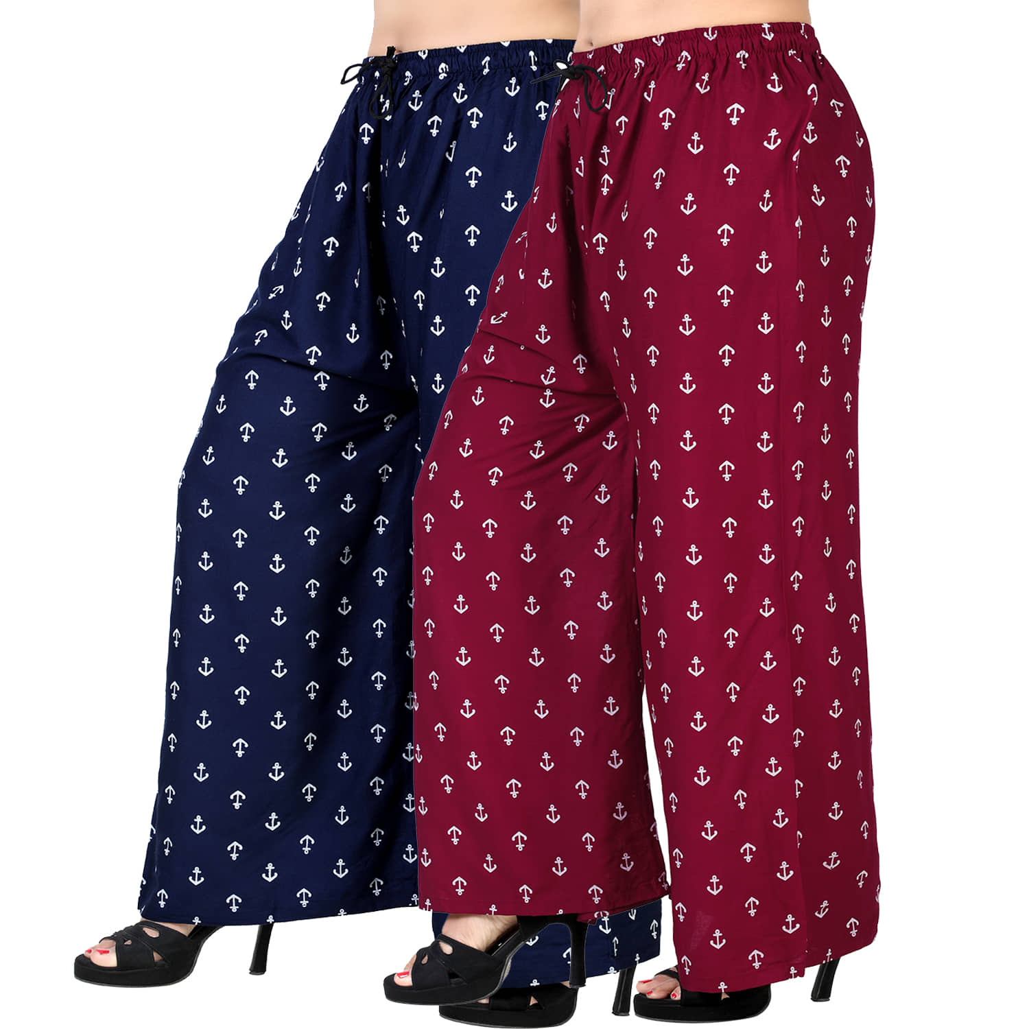 lasafiya Pack of 2 Rayon Straight Women's Palazzos ( Maroon )