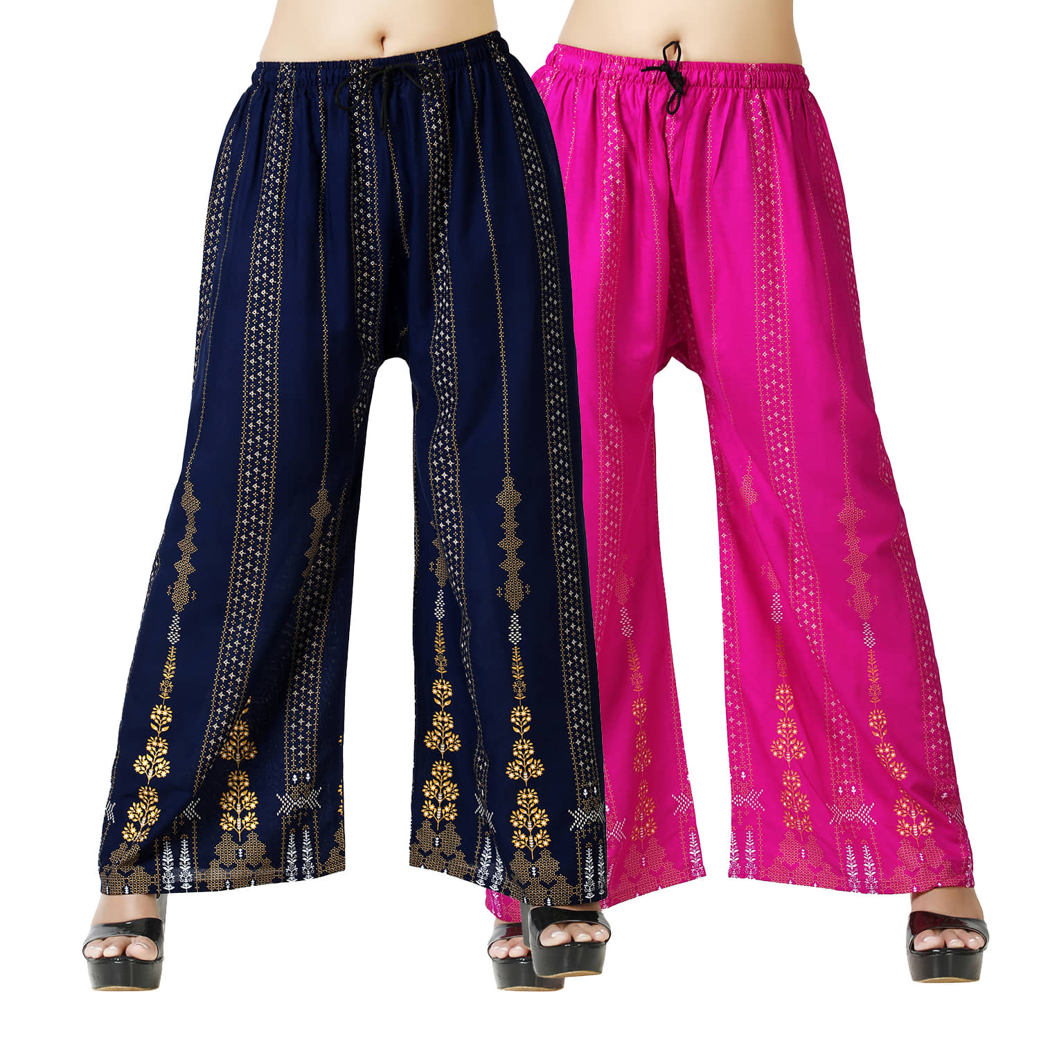 lasafiya Pack of 2 Rayon Straight Women's Palazzos ( Navy Blue )