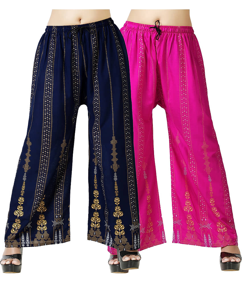 lasafiya Pack of 2 Rayon Straight Women's Palazzos ( Navy Blue ) - Palazzos | Buy online on ZillyBuy