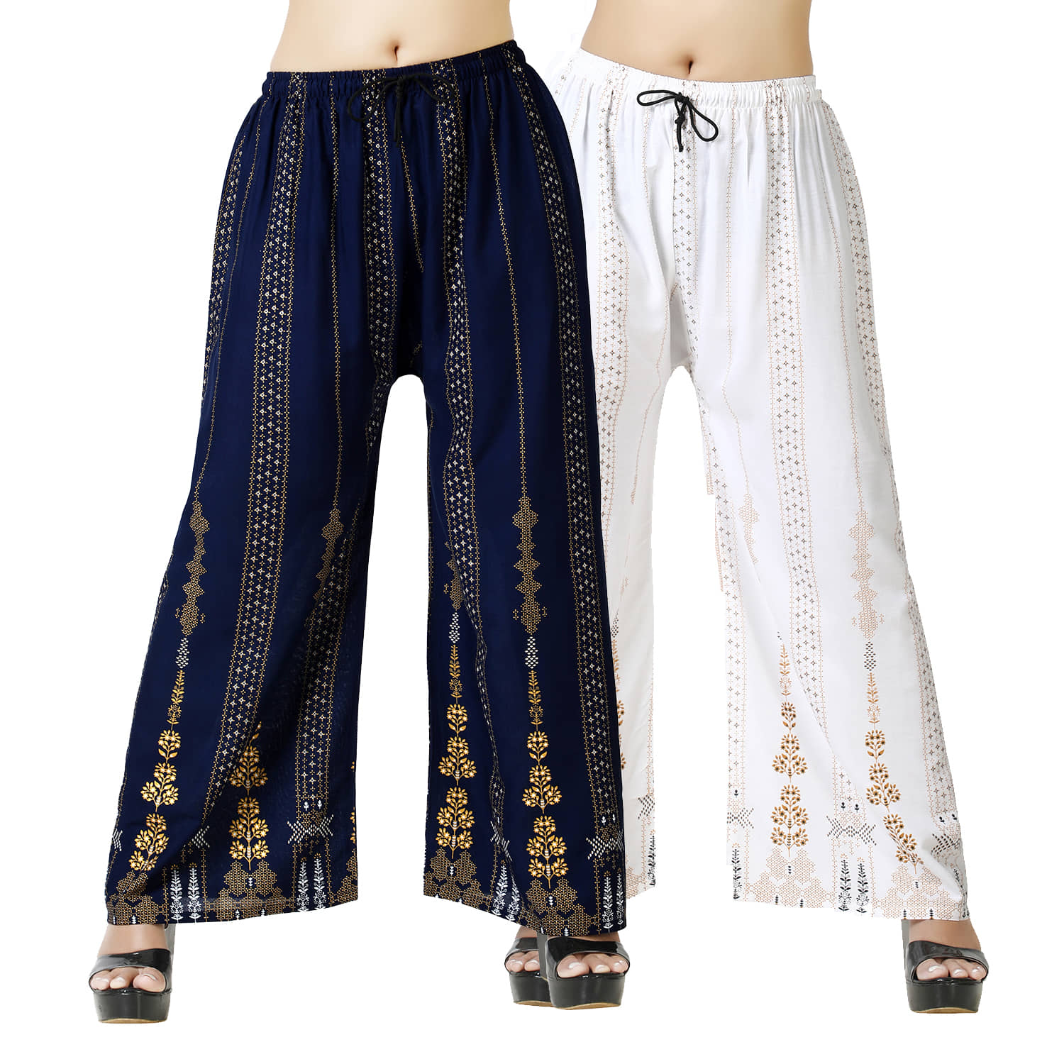 lasafiya Pack of 2 Rayon Straight Women's Palazzos ( Blue )
