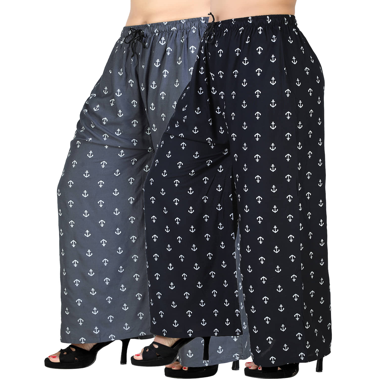 lasafiya Pack of 2 Rayon Straight Women's Palazzos ( Dark Grey )