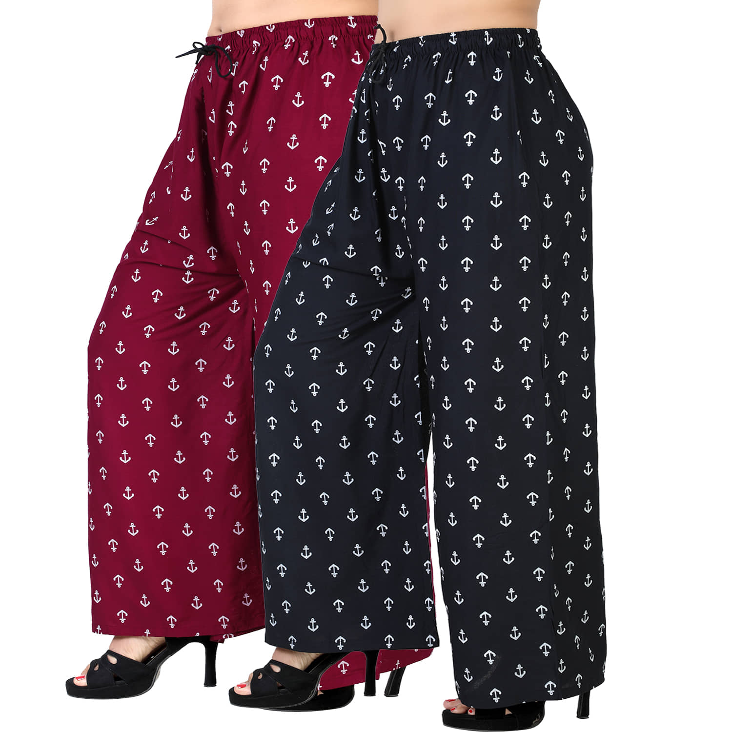 lasafiya Pack of 2 Rayon Straight Women's Palazzos ( Multicolor )