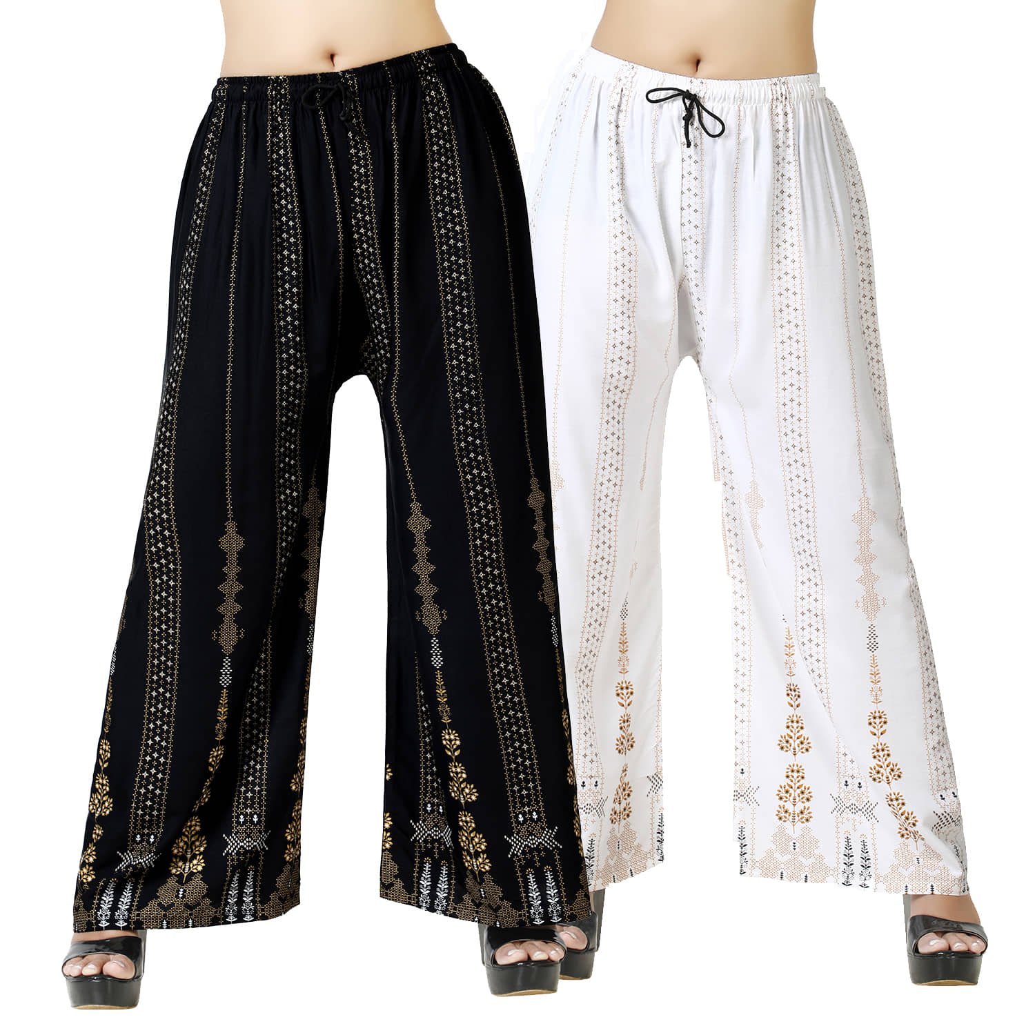 lasafiya Pack of 2 Rayon Straight Women's Palazzos ( Multicolor )
