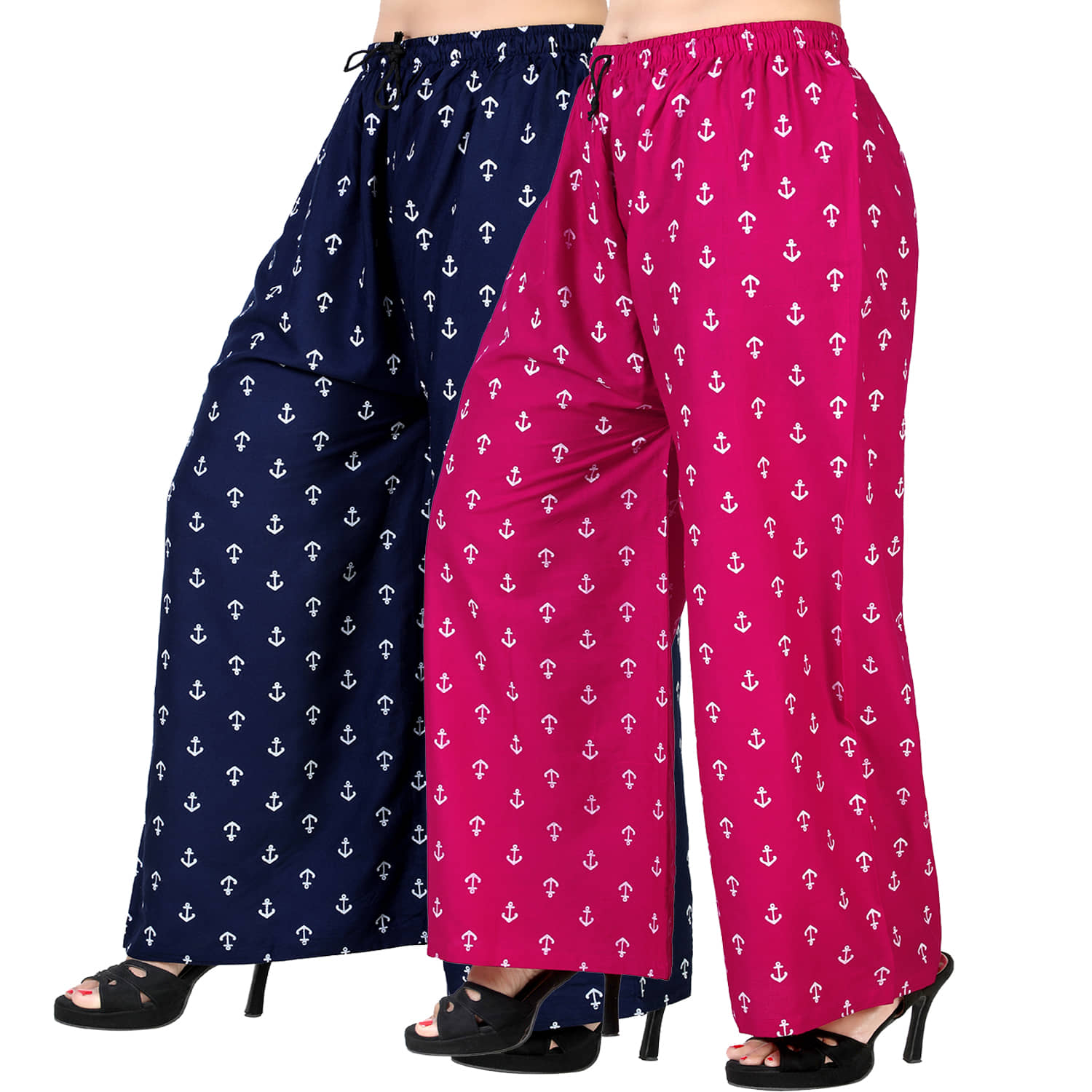 lasafiya Pack of 2 Rayon Straight Women's Palazzos ( Navy Blue )