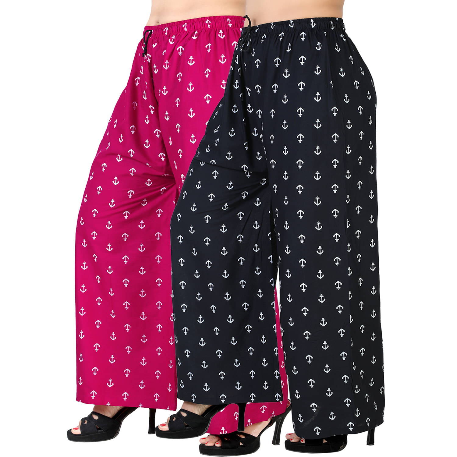 lasafiya Pack of 2 Rayon Straight Women's Palazzos ( Pink ) lasafiya Pack of 2 Rayon Straight Women's Palazzos ( Pink )