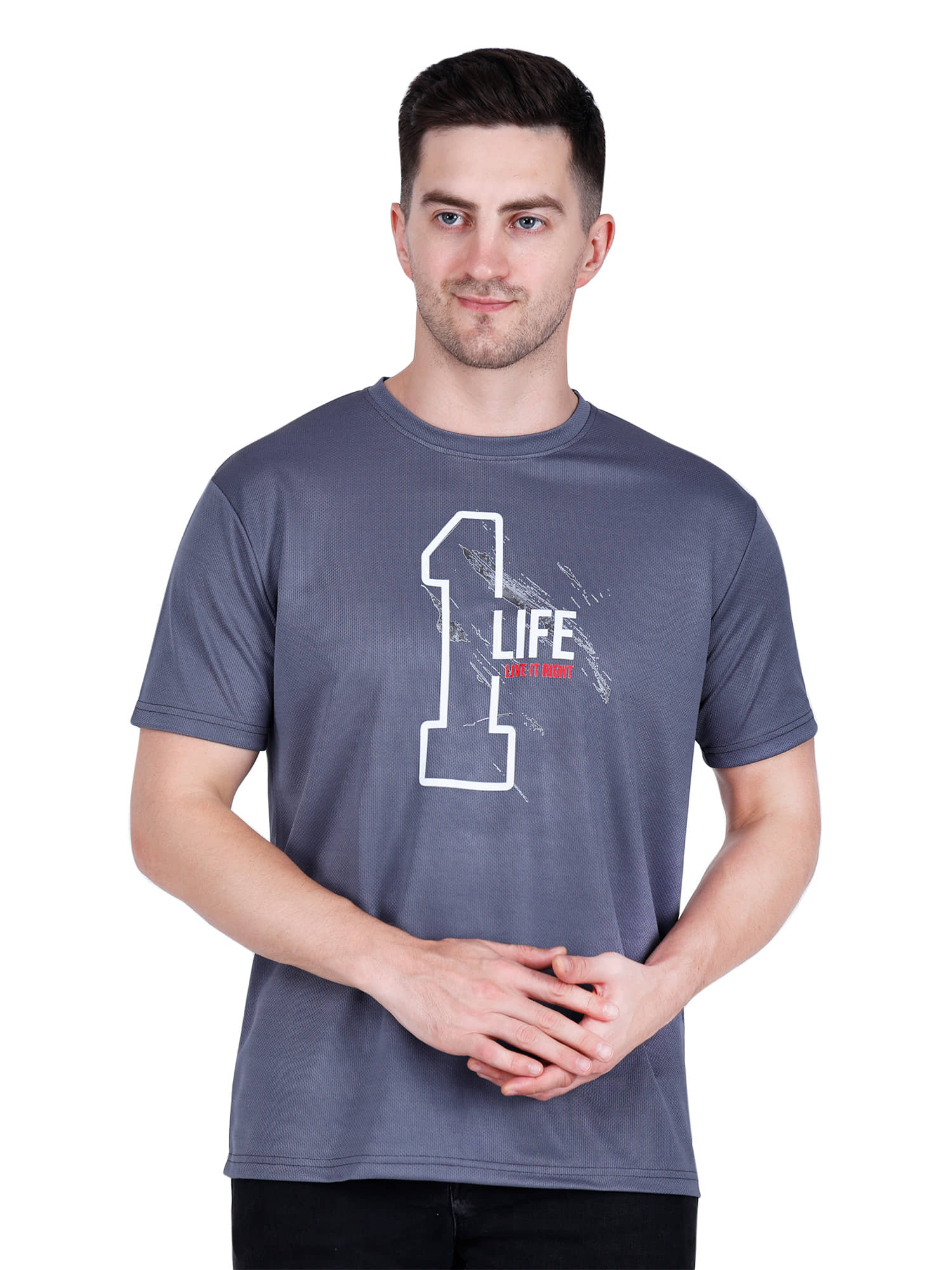 life dream Cotton Blend Regular Fit Printed Half Sleeves Men's Round T-Shirt - Blue ( Pack of 1 )