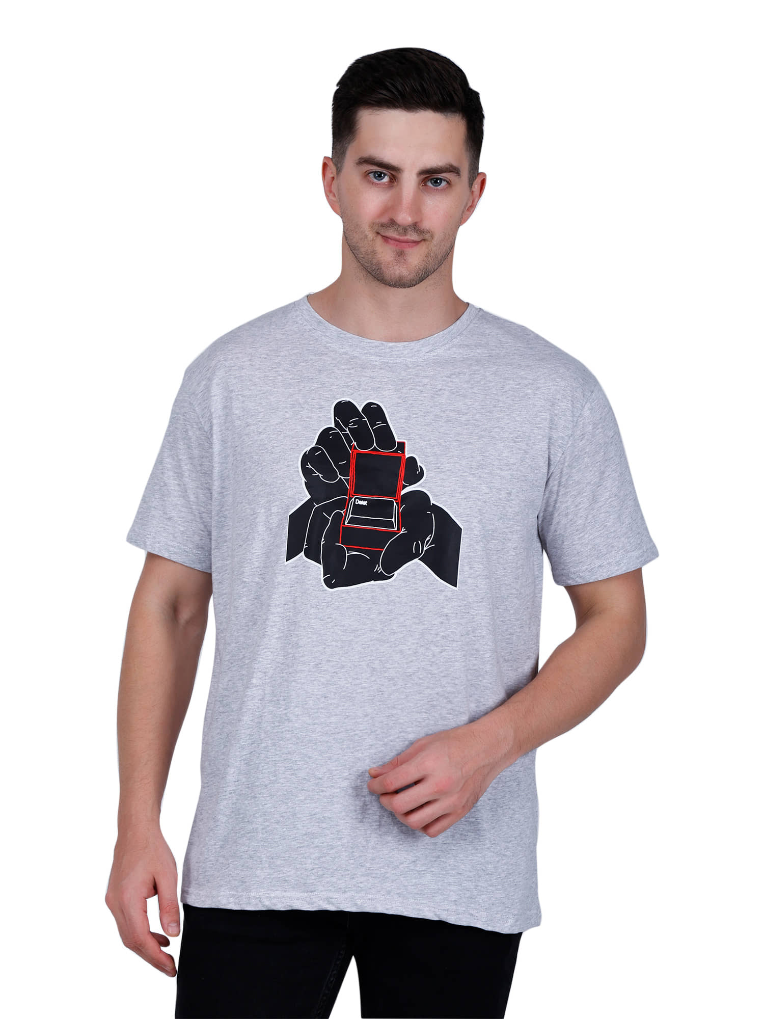 life dream Cotton Blend Regular Fit Printed Half Sleeves Men's Round T-Shirt - Grey ( Pack of 1 )