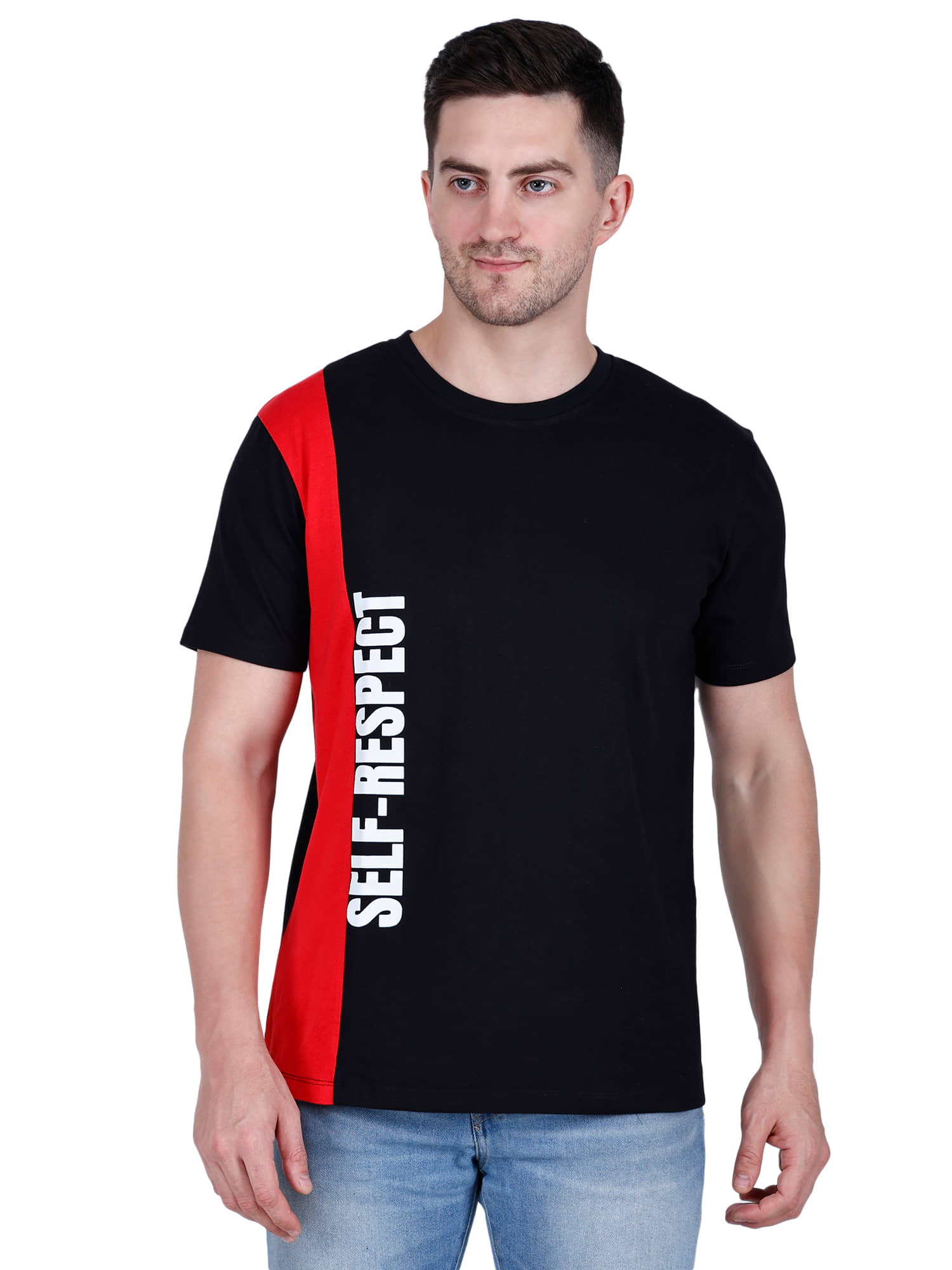 life dream Cotton Blend Regular Fit Printed Half Sleeves Men's Round T-Shirt - Black ( Pack of 1 )