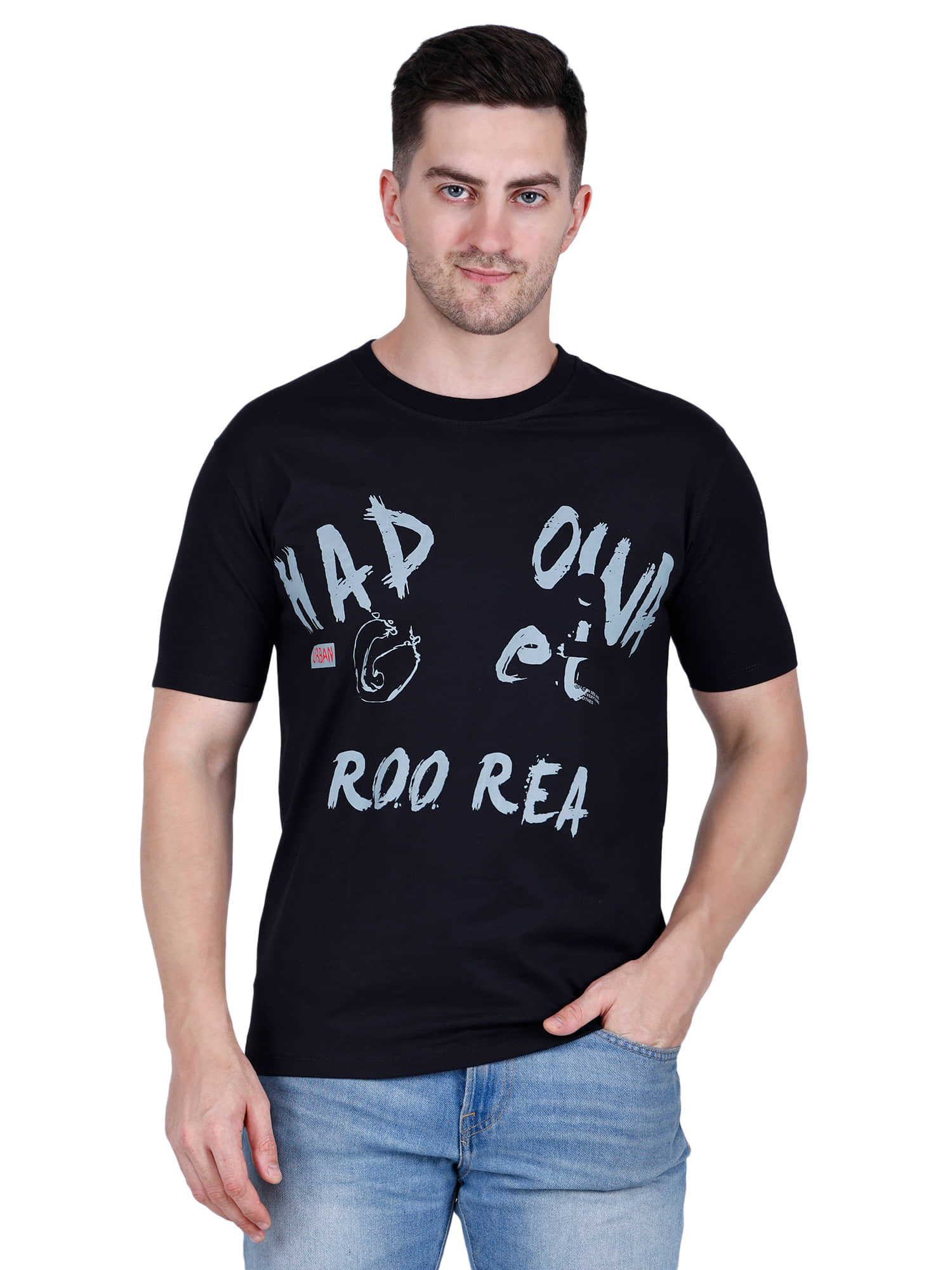 life dream Cotton Blend Regular Fit Printed Half Sleeves Men's Round T-Shirt - Black ( Pack of 1 )