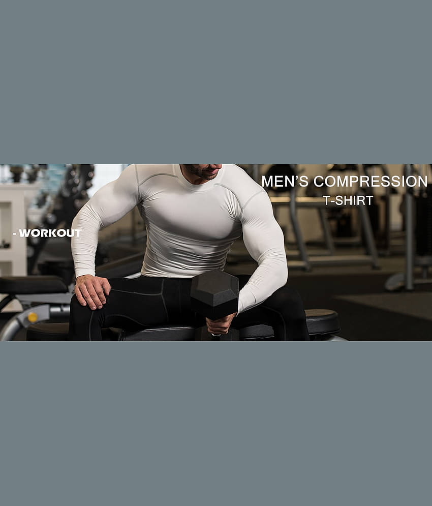 neverlose White Polyester Slim Fit Men's Compression T-Shirt ( Pack of 1 )