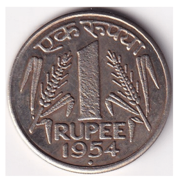 1954 ONE RUPEES REPUBLIC INDIA EXTREMELY RARE COIN 1954 ONE RUPEES REPUBLIC INDIA EXTREMELY RARE COIN