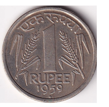 1959 ONE RUPEES REPUBLIC INDIA EXTREMELY RARE COIN     			1959 ONE RUPEES REPUBLIC INDIA EXTREMELY RARE COIN