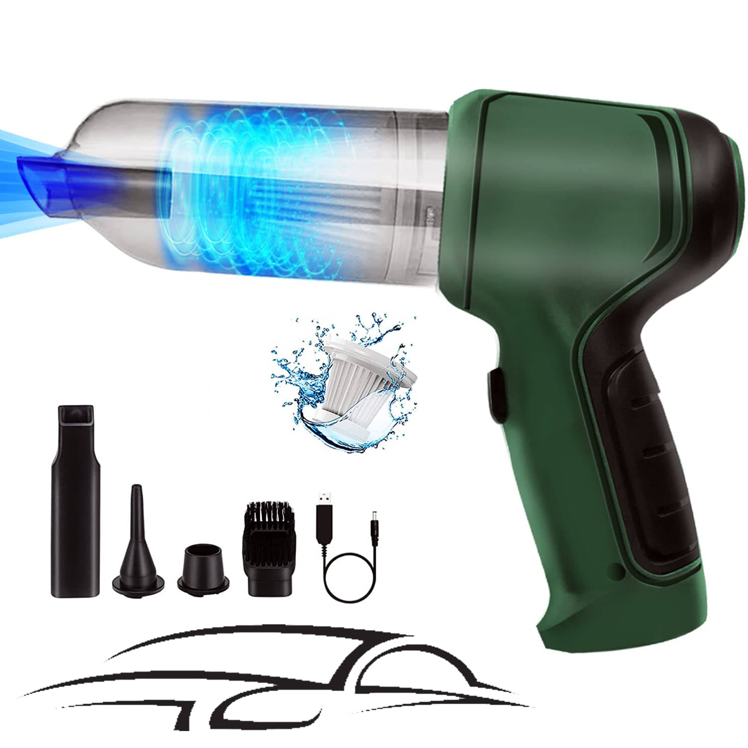     			2IN1 Wireless Handheld Mini Vacuum with 9000Pa Suction and Air Blower Car Vacuum Cleaner with 2 in 1 Mopping and Vacuum