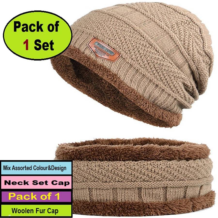 AKSMIT Beige Woollen Women's Cap ( Pack of 1 ) AKSMIT Beige Woollen Women's Cap ( Pack of 1 )