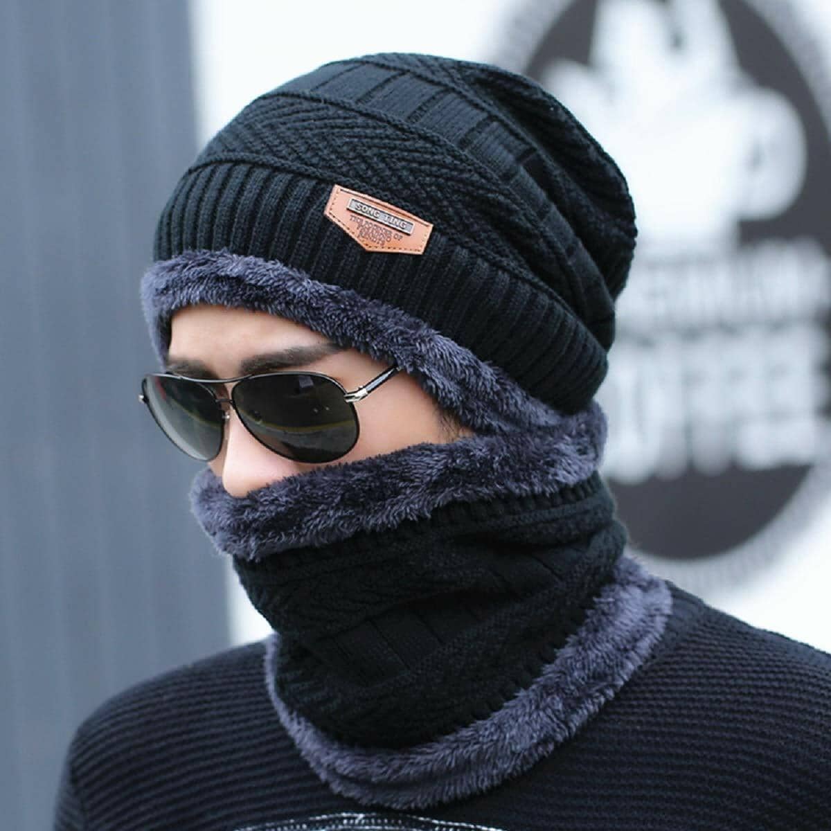AKSMIT Black Woollen Women's Cap ( Pack of 2 )