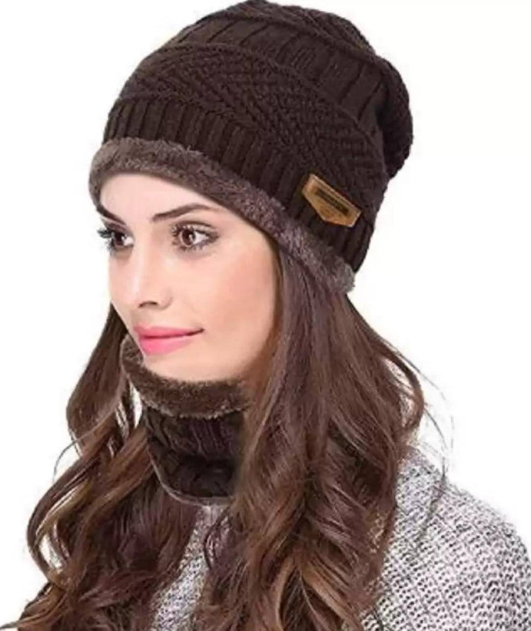AKSMIT Brown Woollen Women's Cap ( Pack of 2 )     			AKSMIT Brown Woollen Women's Cap ( Pack of 2 )