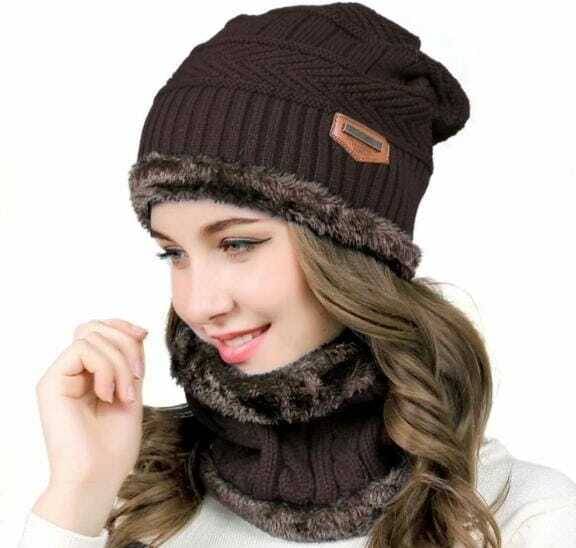     			AKSMIT Brown Woollen Women's Cap ( Pack of 1 )