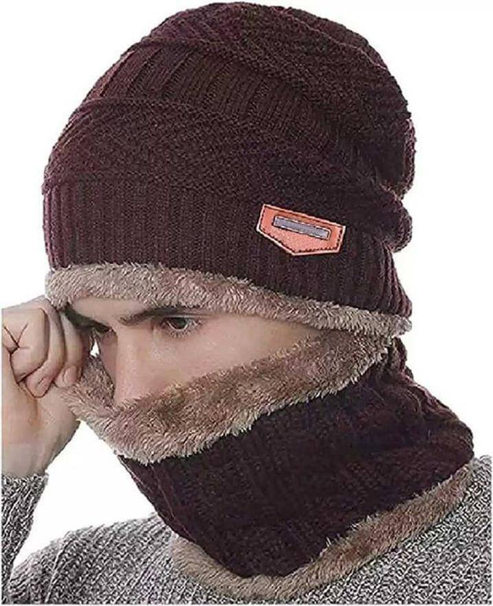     			AKSMIT Brown Woollen Women's Cap ( Pack of 2 )