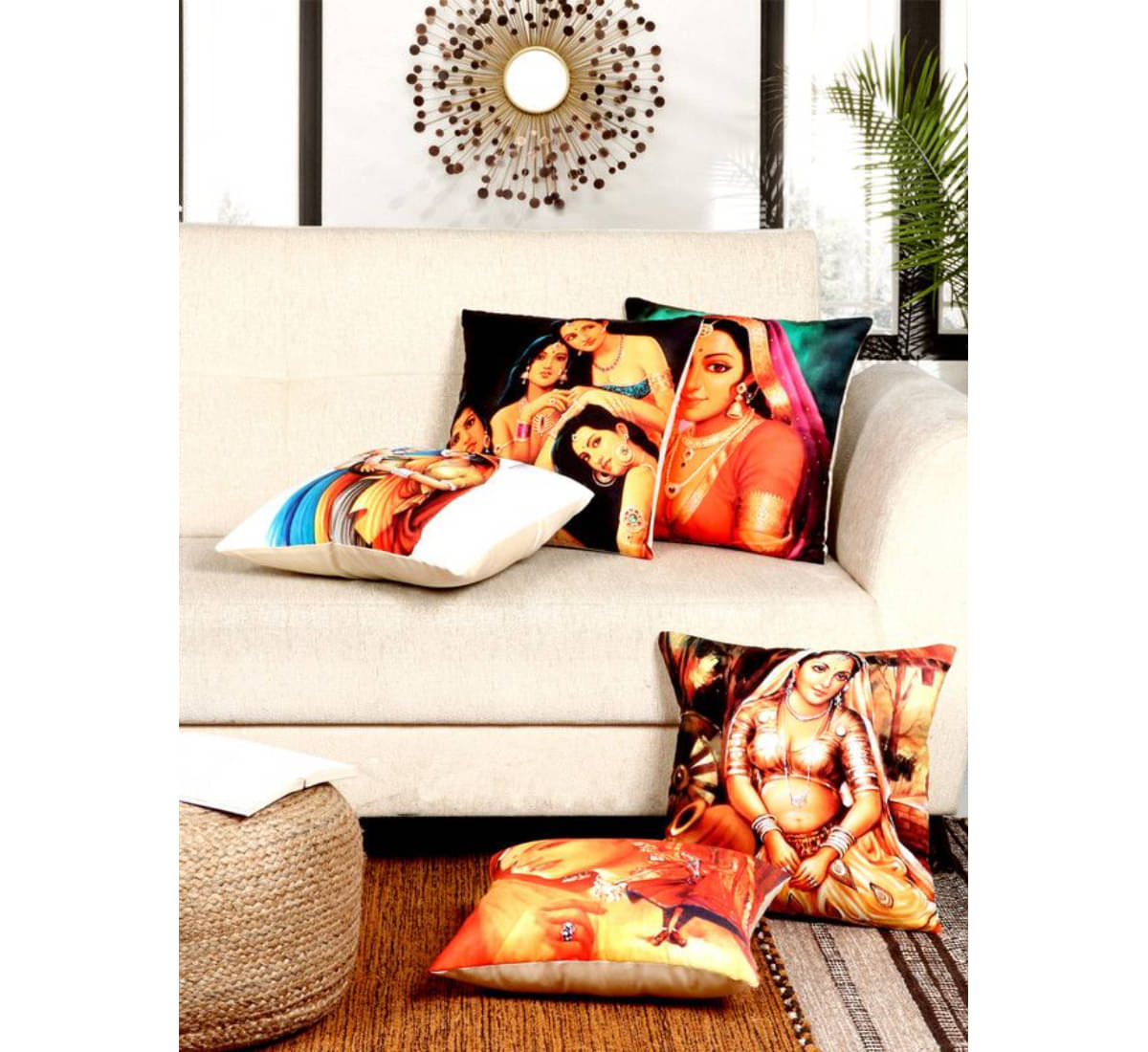 BELLA TRUE Set of 5 Polyester Abstract Square Cushion Cover (40X40)cm - Multicolor BELLA TRUE Set of 5 Polyester Abstract Square Cushion Cover (40X40)cm - Multicolor