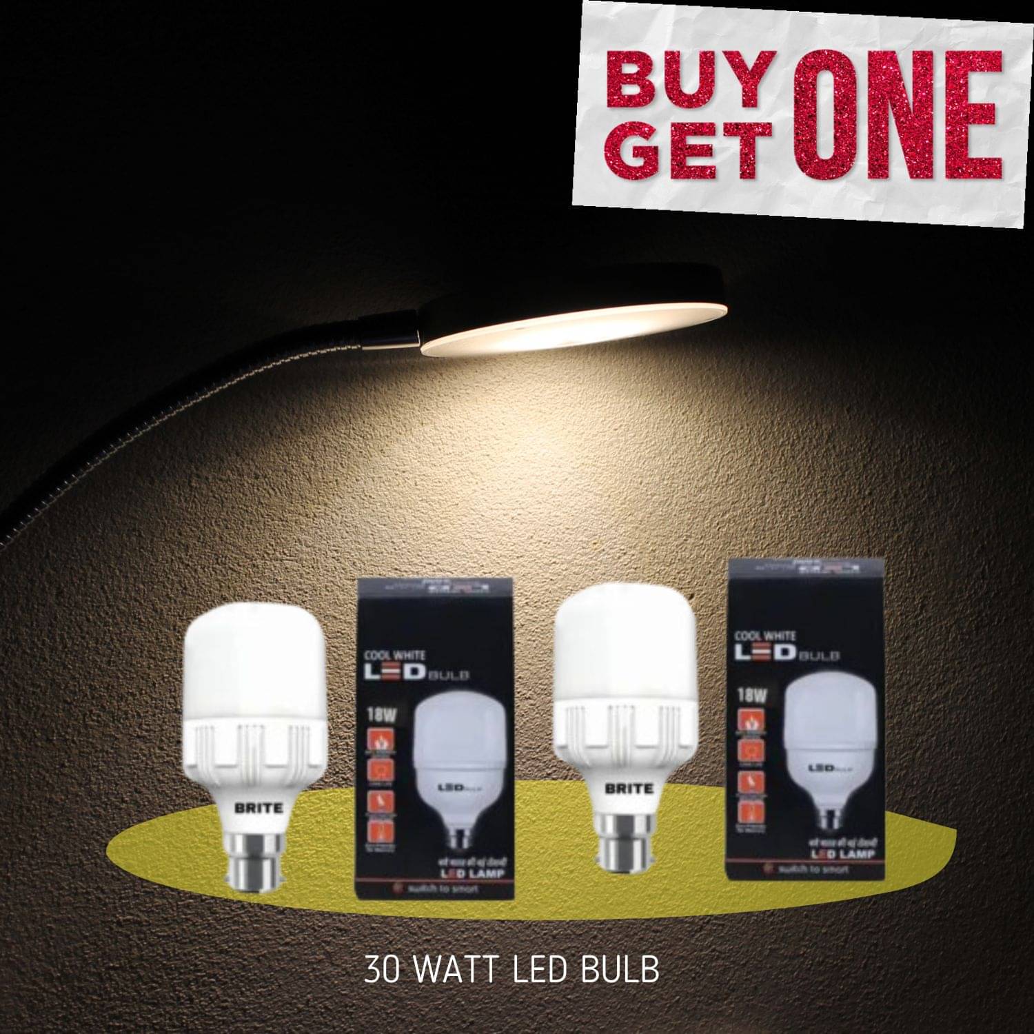    			Brite 30W Cool Day Light LED Bulb ( Pack of 2 )