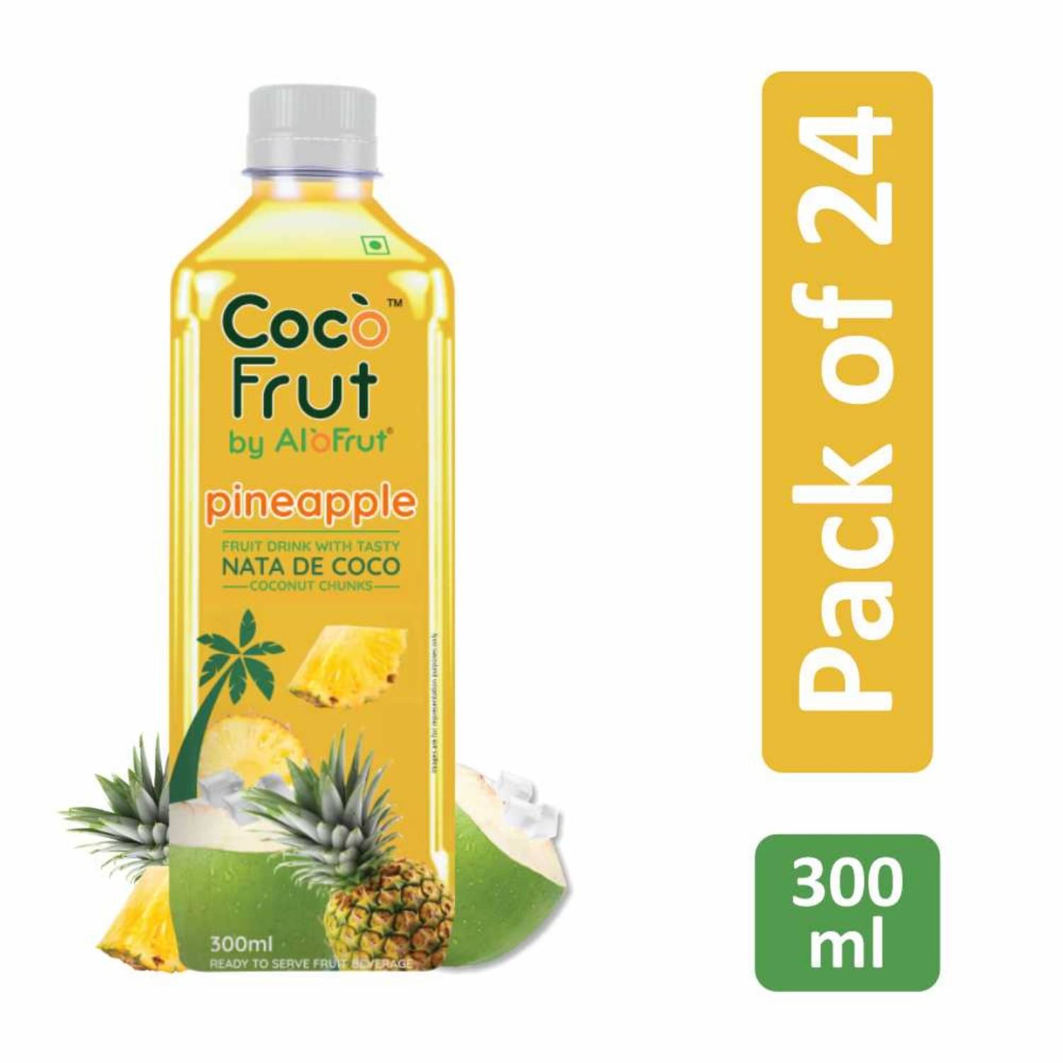     			Coco Frut Pineapple Fruit Drink with Nata De Coco Chunks Sip N Chew Delight - 300ml (Pack of 24)
