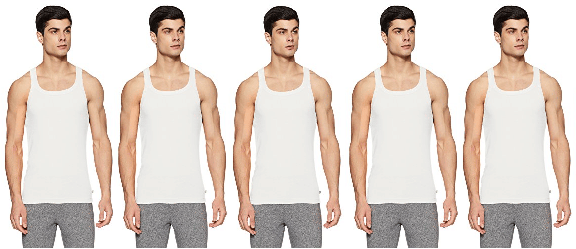     			D1 DIFFERENT ONE Pack of 5 Cotton Basic Vest For Men ( White )