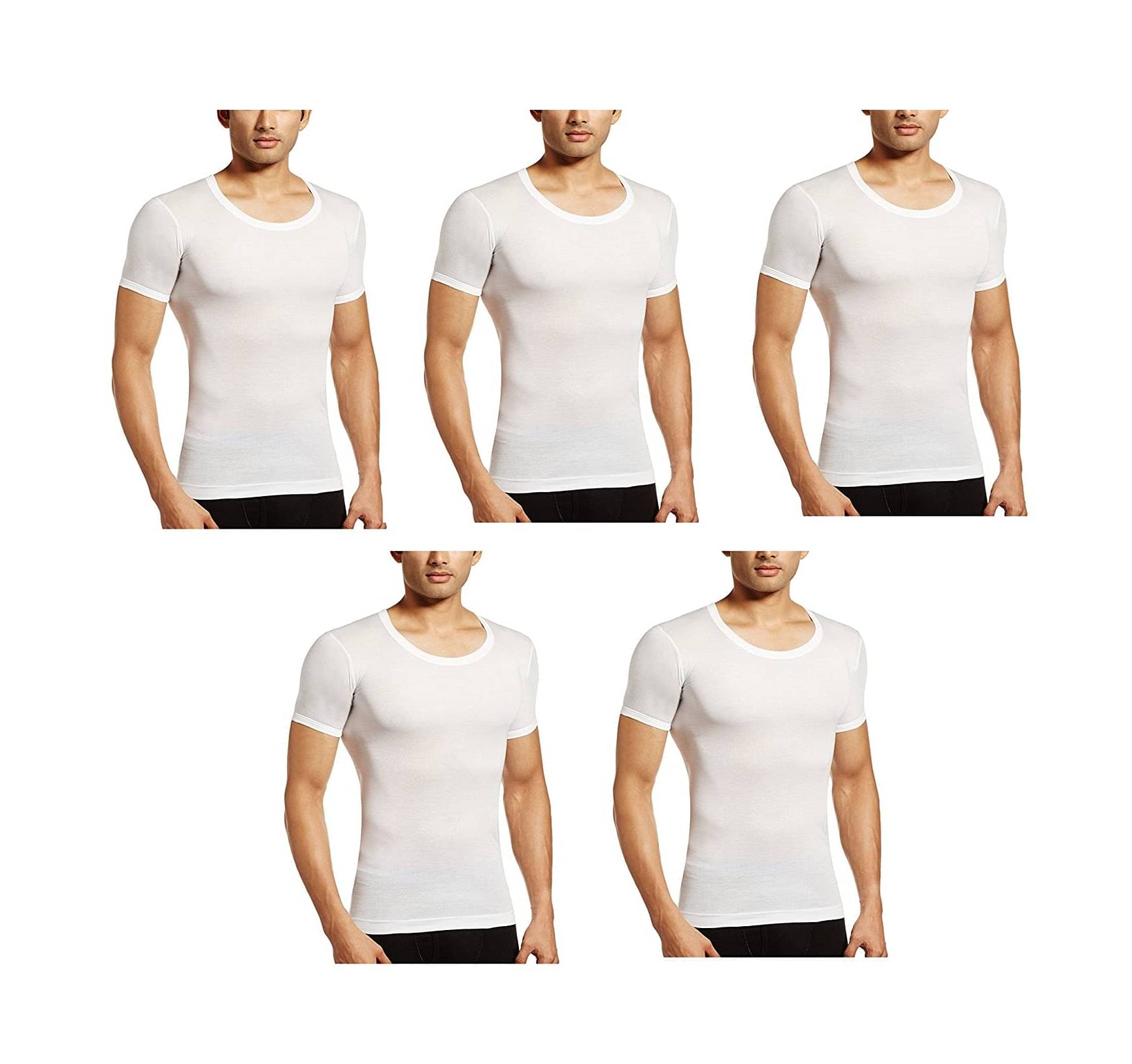     			D1 DIFFERENT ONE Pack of 5 Cotton Basic Vest For Men ( White )