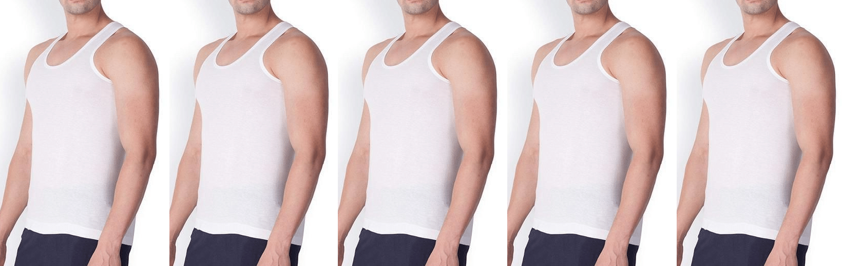    			D1 DIFFERENT ONE Pack of 5 Cotton Basic Vest For Men ( White )