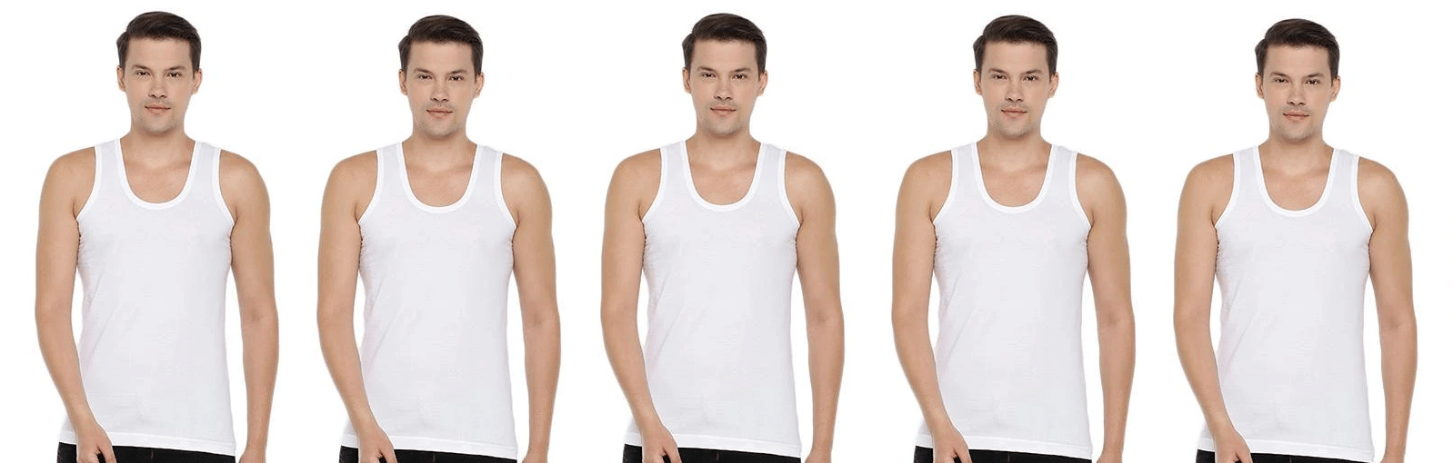 D1 DIFFERENT ONE Pack of 5 Cotton Basic Vest For Men ( White ) D1 DIFFERENT ONE Pack of 5 Cotton Basic Vest For Men ( White )