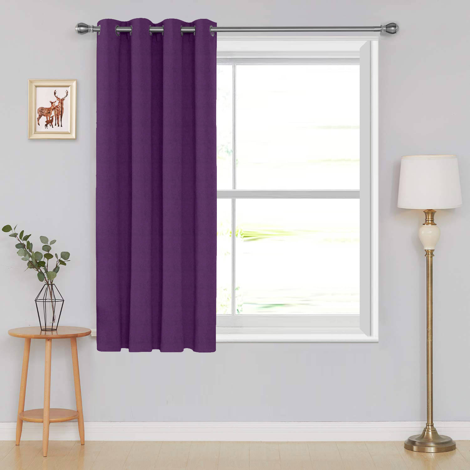 DIVINE CASA Solid Blackout Eyelet Curtain 5 ft ( Pack of 1 ) - Purple DIVINE CASA Solid Blackout Eyelet Curtain 5 ft ( Pack of 1 ) - Purple