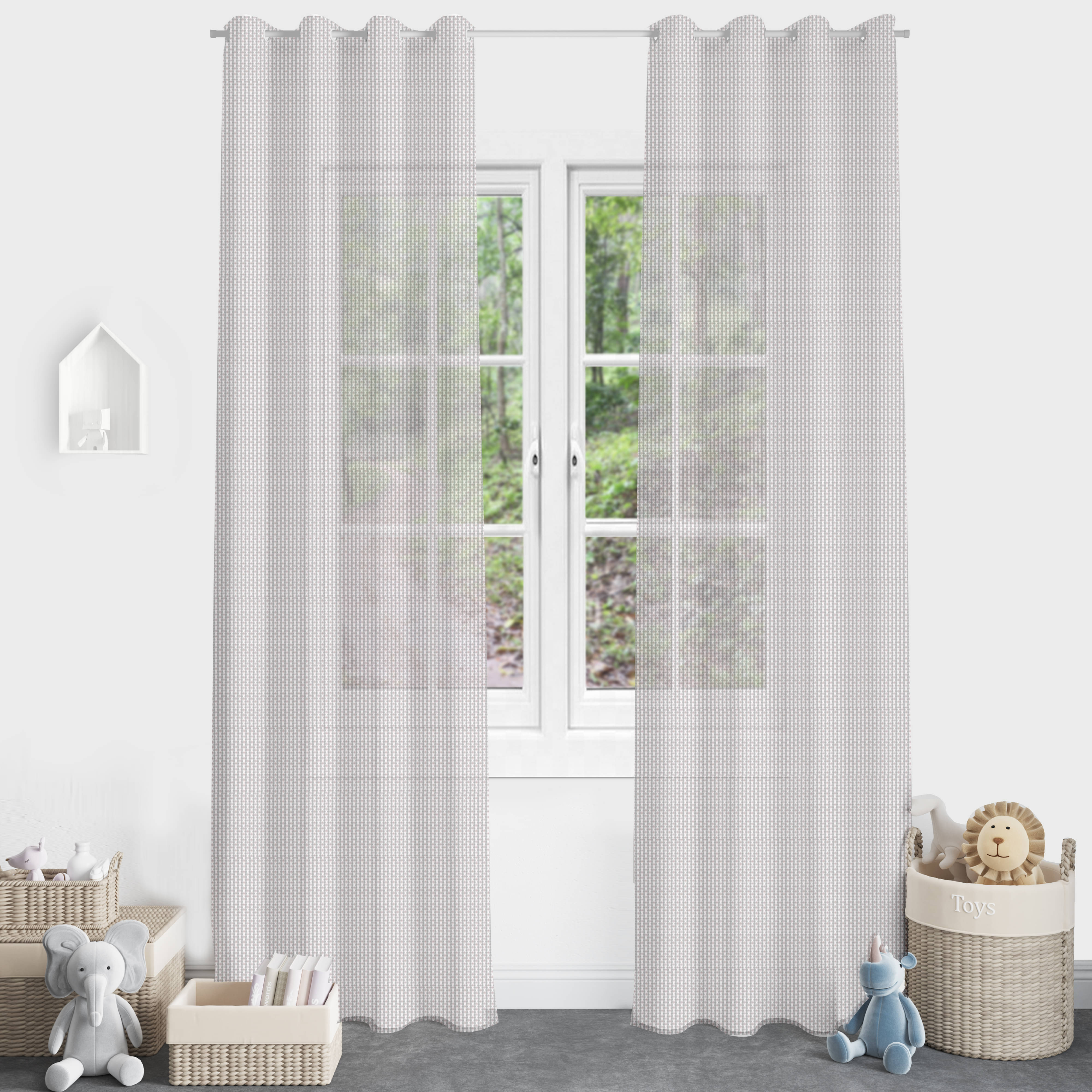     			DIVINE CASA Textured Sheer Eyelet Curtain 7 ft ( Pack of 1 ) - Beige