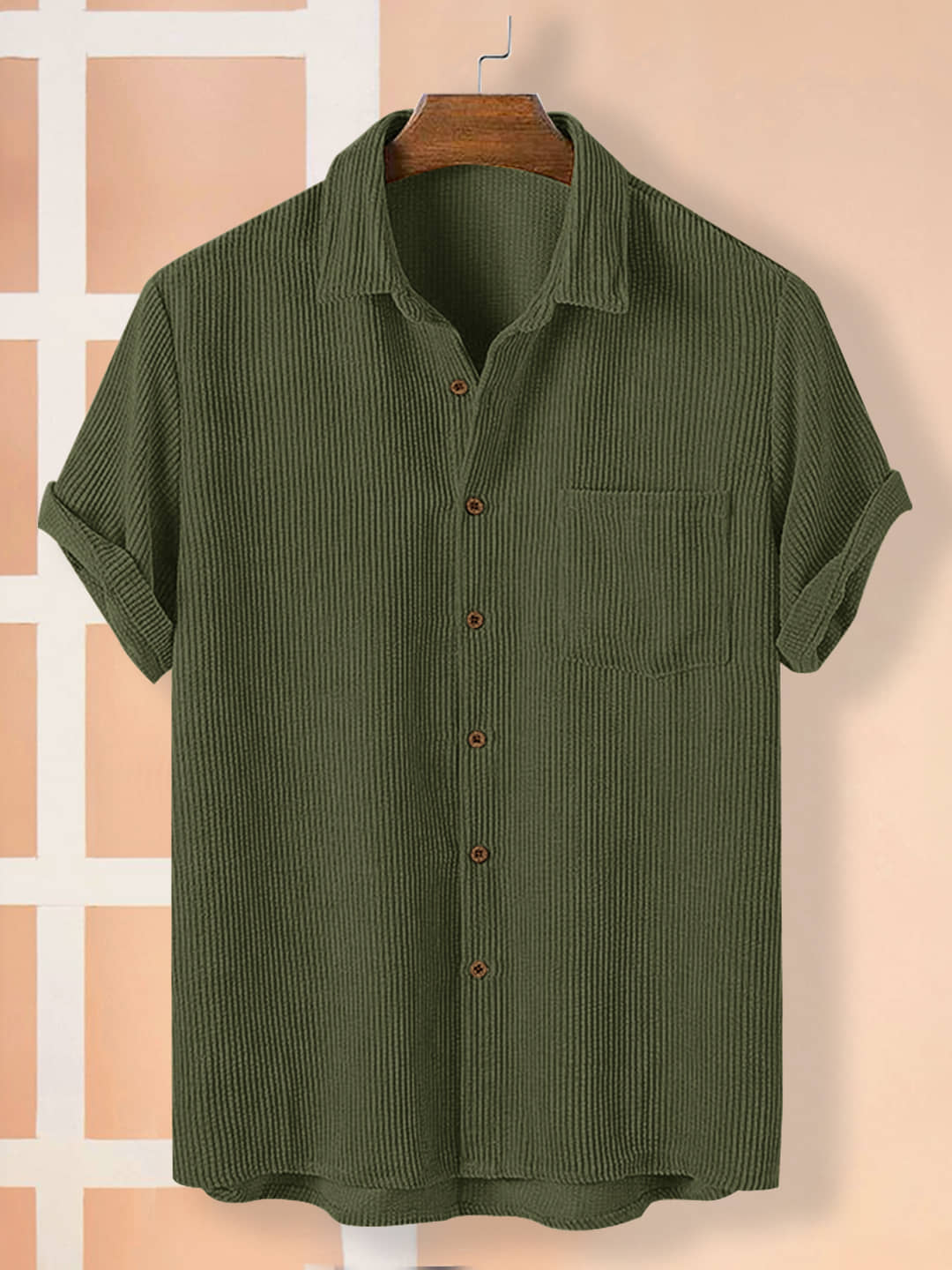 Eyebogler Cotton Blend Regular Fit Solids Half Sleeves Men's Casual Shirt - Green ( Pack of 1 )