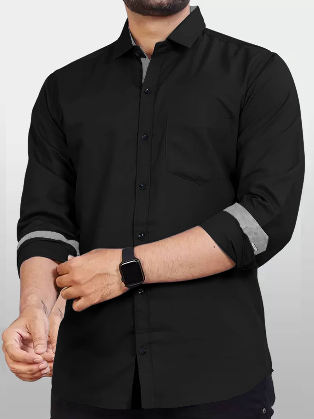 Eyebogler Cotton Blend Regular Fit Solids Full Sleeves Men's Casual Shirt - Black ( Pack of 1 )