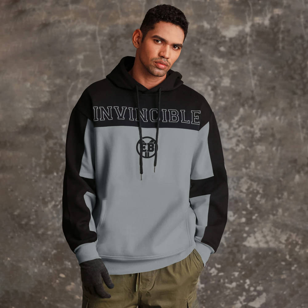     			Eyebogler Fleece Hooded Men's Sweatshirt - Grey ( Pack of 1 )