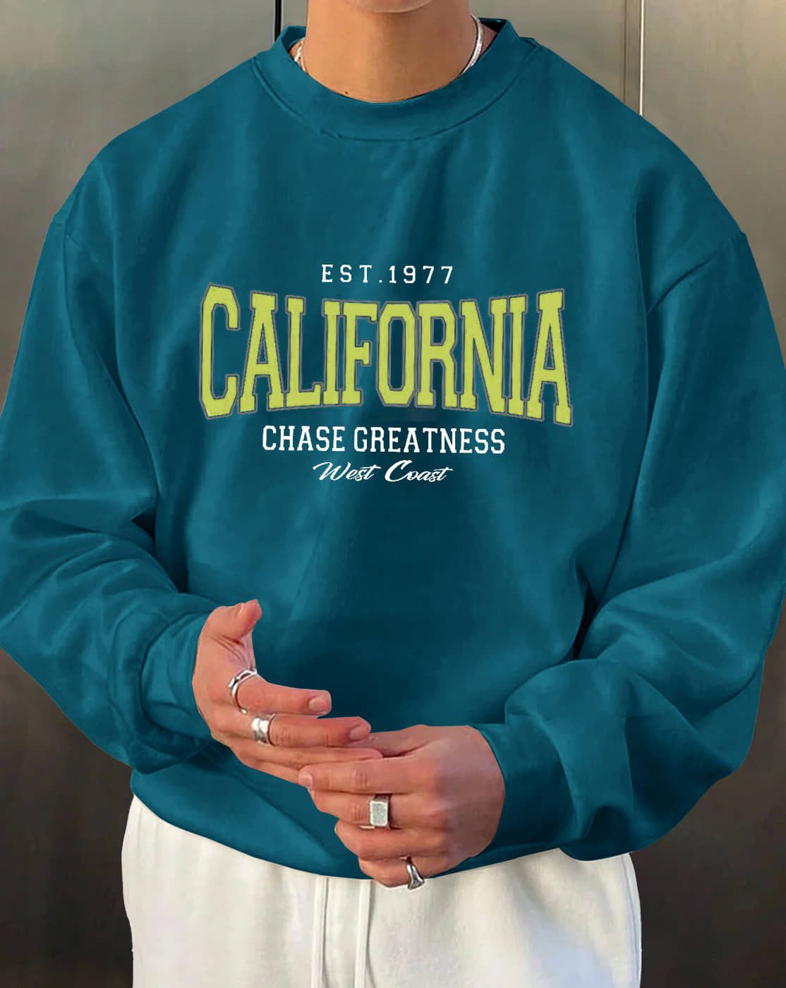 Eyebogler Fleece Round Neck Men's Sweatshirt - Blue ( Pack of 1 )