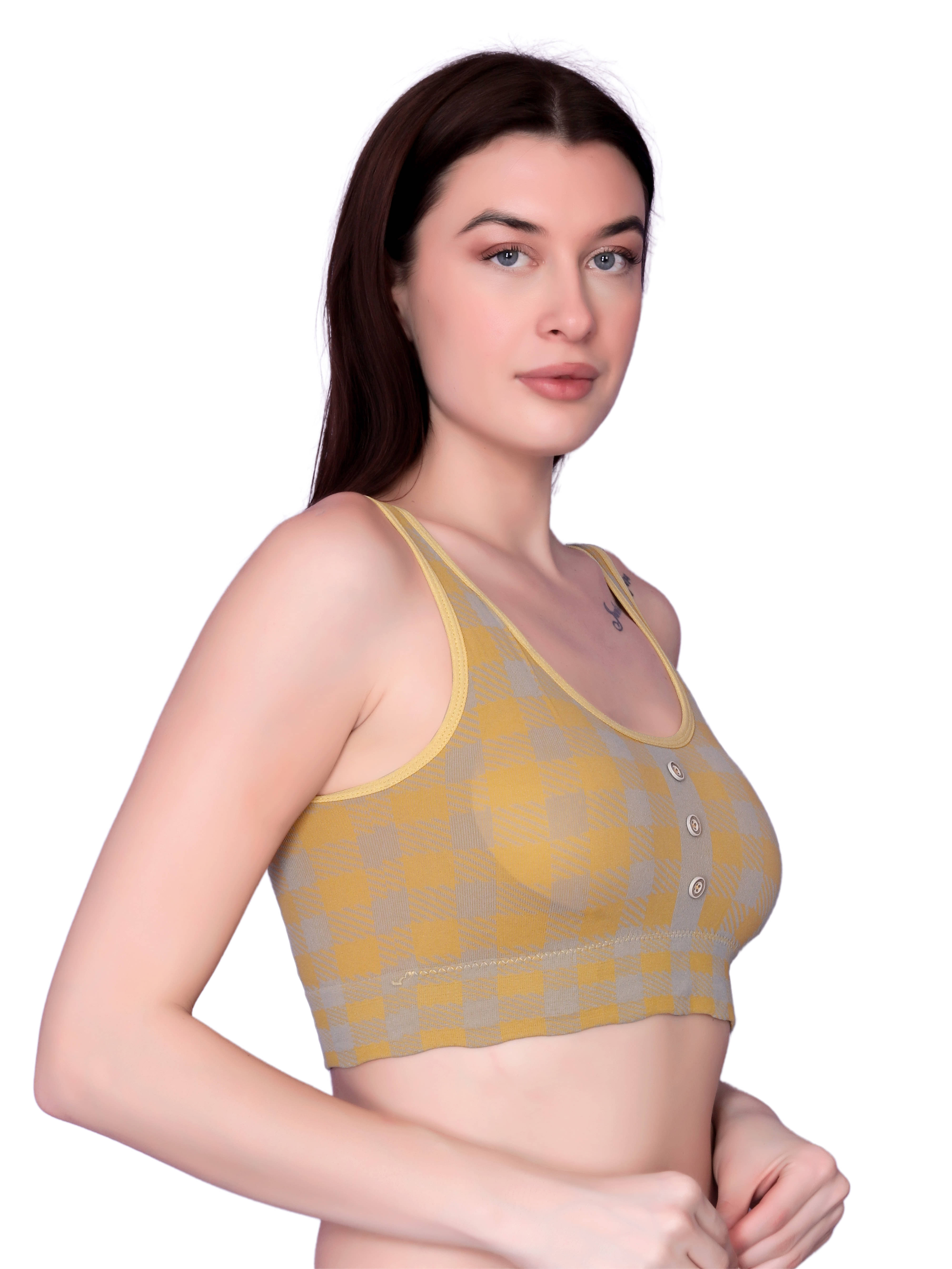     			Flenzy Pack of 1 Nylon Lightly Padded Racerback bra For Women ( Yellow )