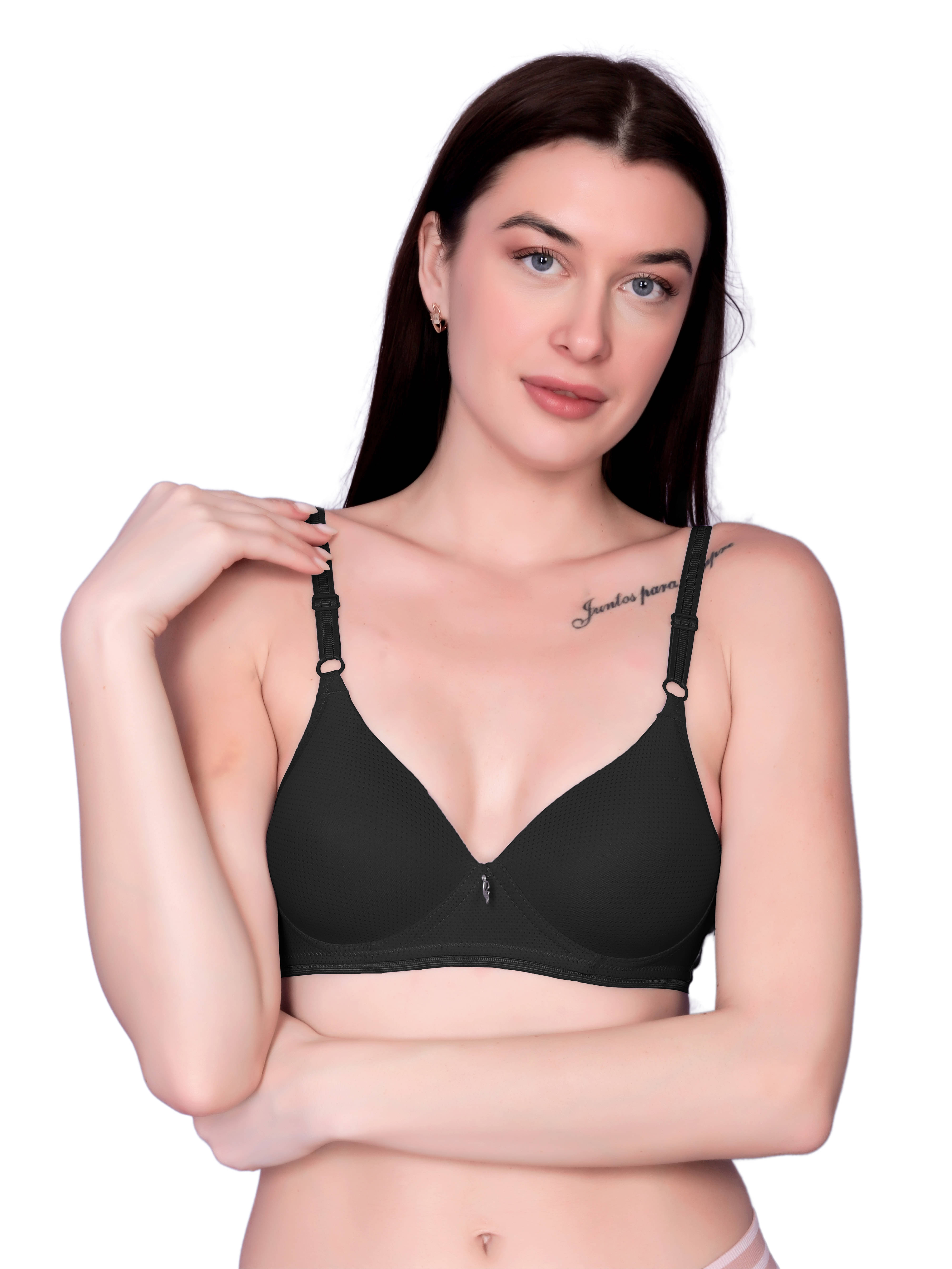     			Flenzy Pack of 1 Nylon Lightly Padded T-Shirt Bra For Women ( Black )