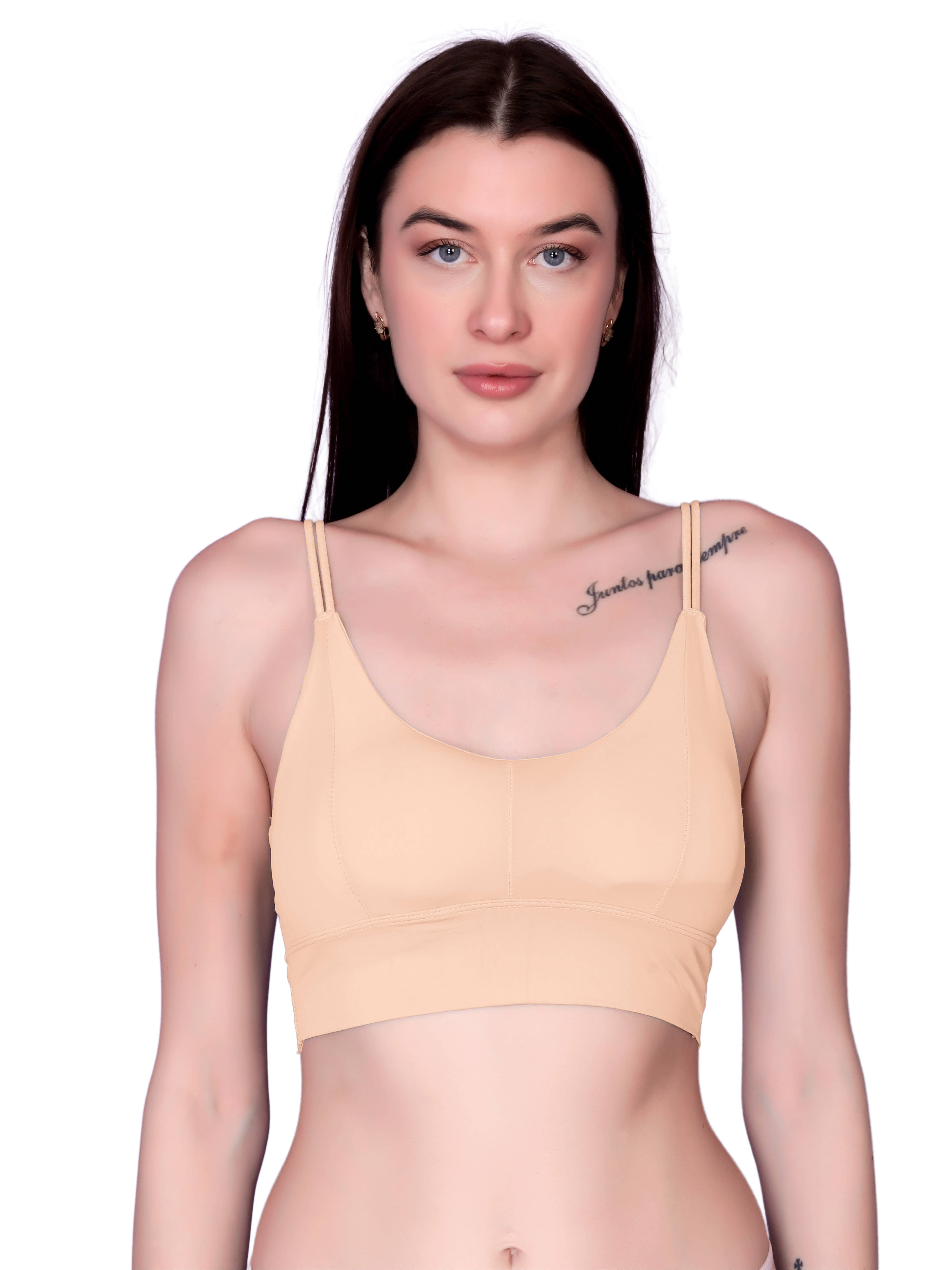     			Flenzy Pack of 1 Nylon Lightly Padded Bralette Bra For Women ( Beige )