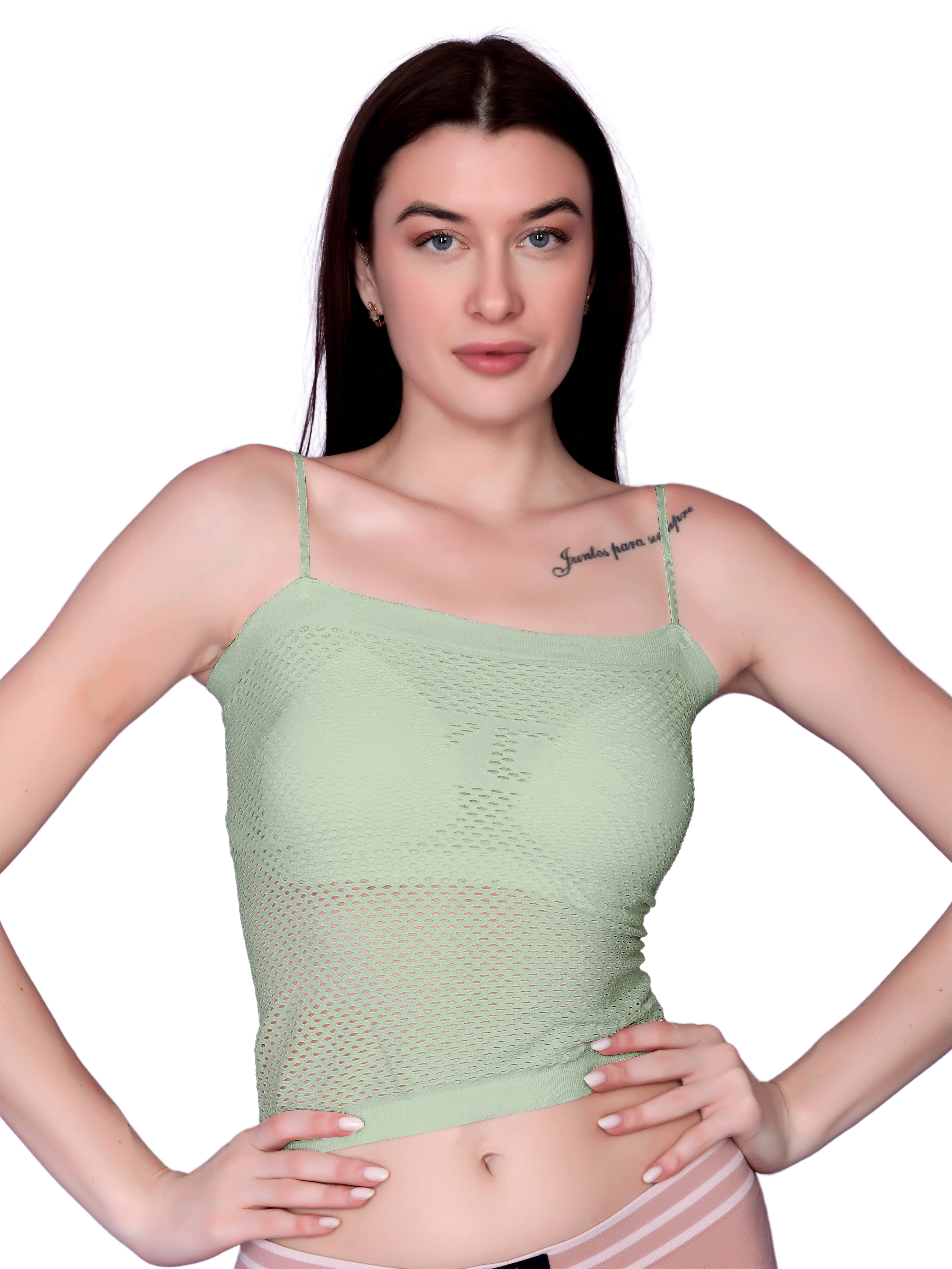 Flenzy Pack of 1 Nylon Lightly Padded Cami bra For Women ( Green ) Flenzy Pack of 1 Nylon Lightly Padded Cami bra For Women ( Green )