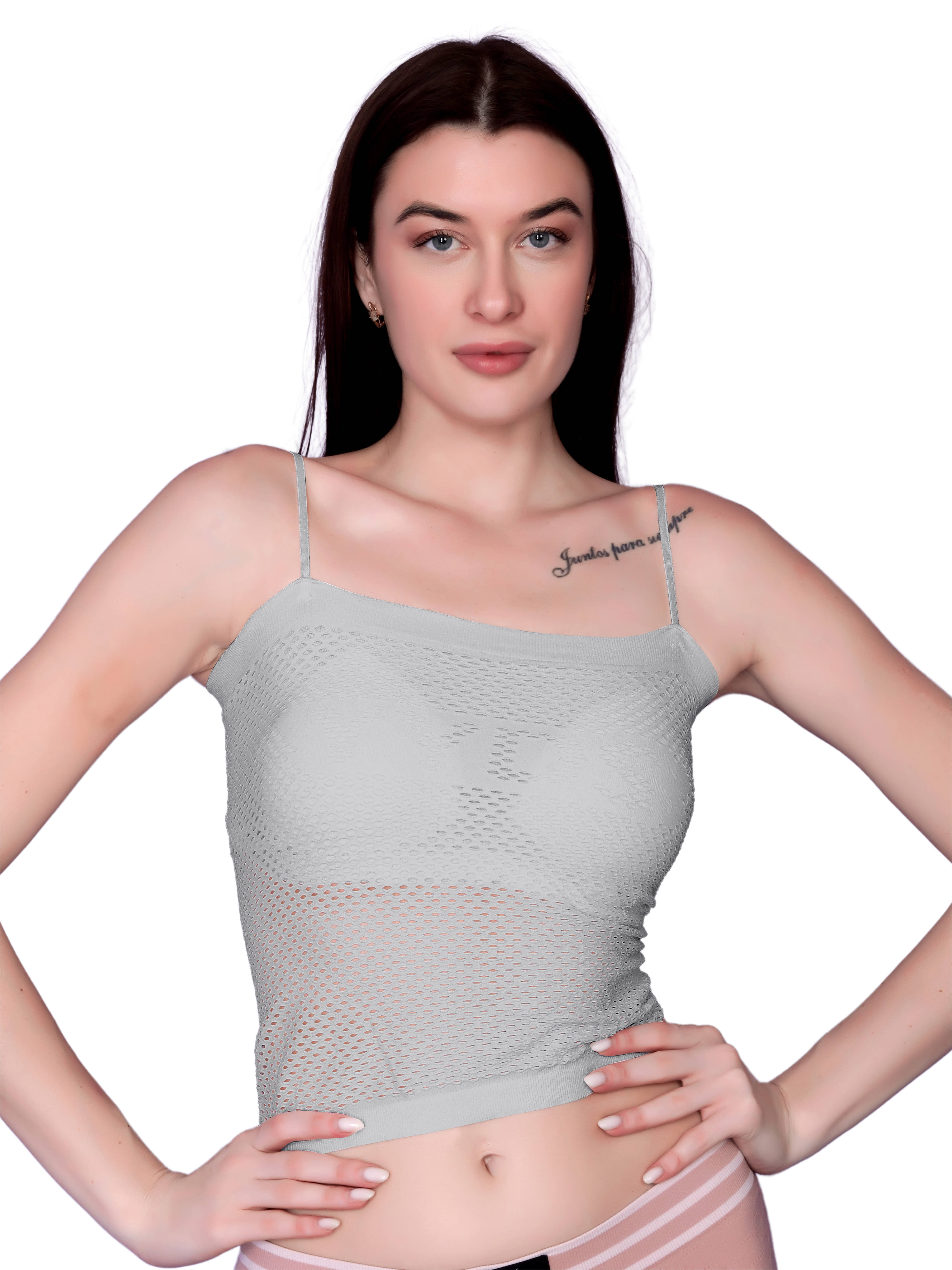     			Flenzy Pack of 1 Nylon Lightly Padded Cami bra For Women ( Dark Grey )