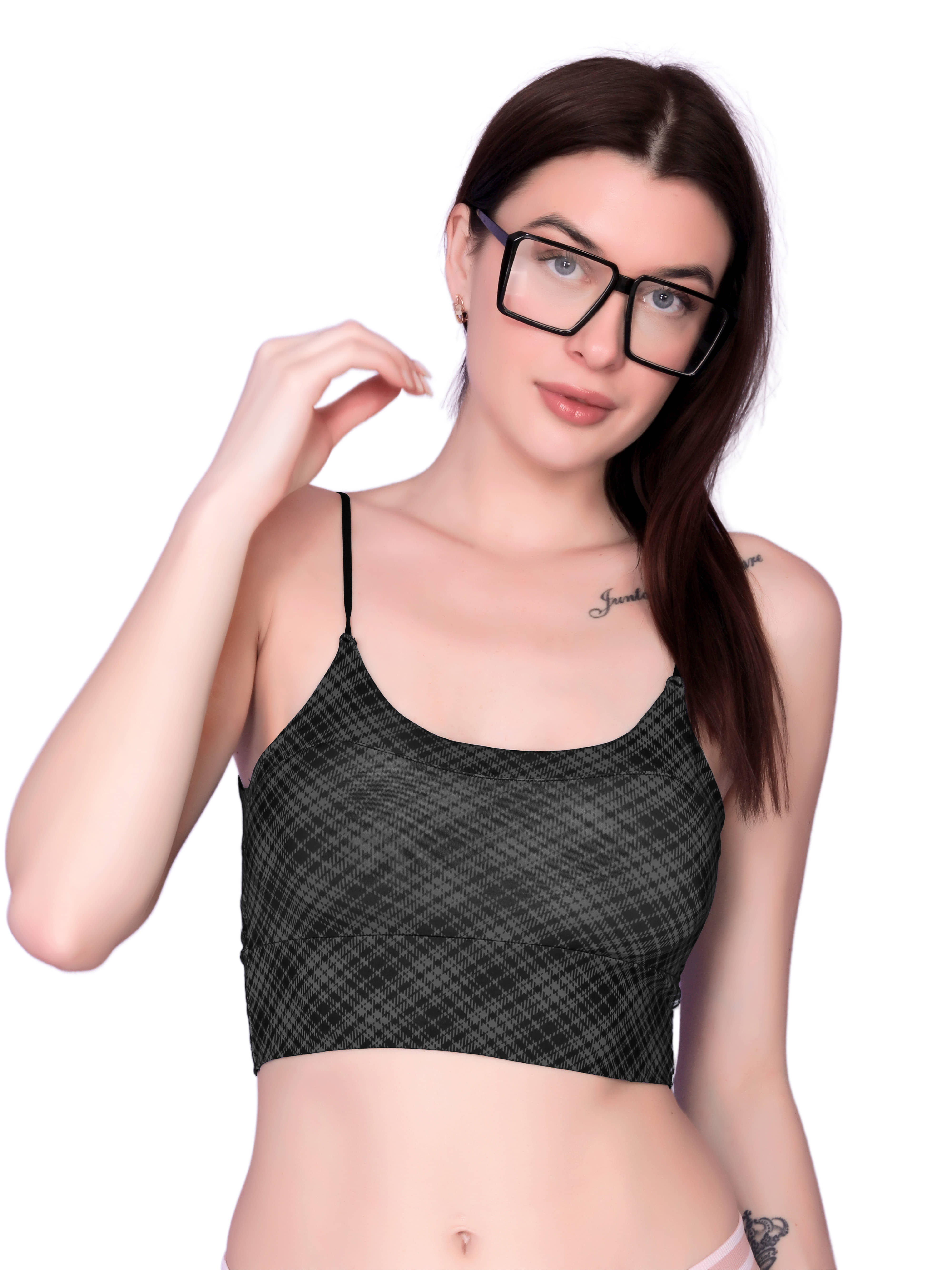 Flenzy Pack of 1 Nylon Lightly Padded Bralette Bra For Women ( Black )