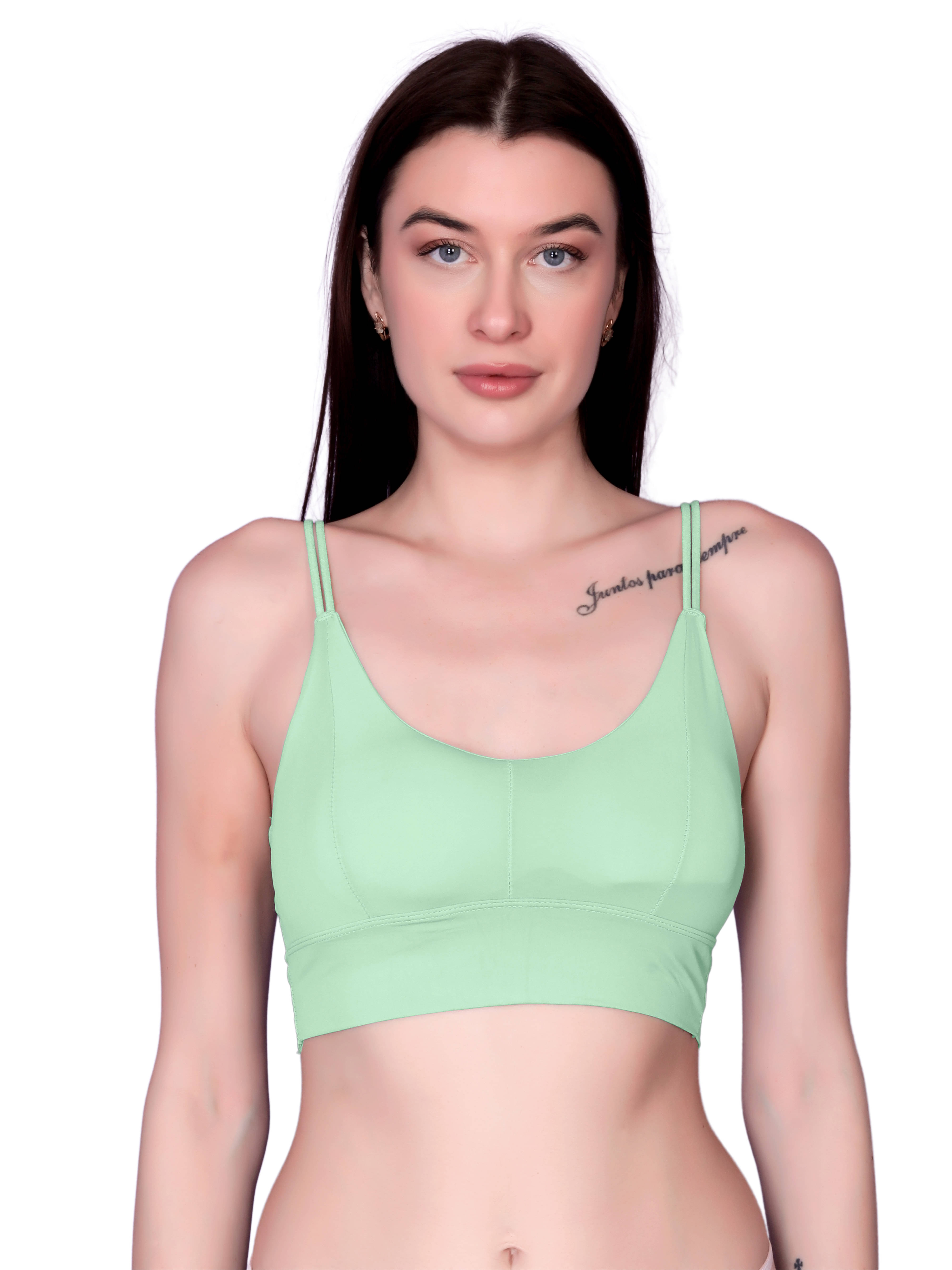 Flenzy Pack of 1 Nylon Lightly Padded Bralette Bra For Women ( Green ) Flenzy Pack of 1 Nylon Lightly Padded Bralette Bra For Women ( Green )