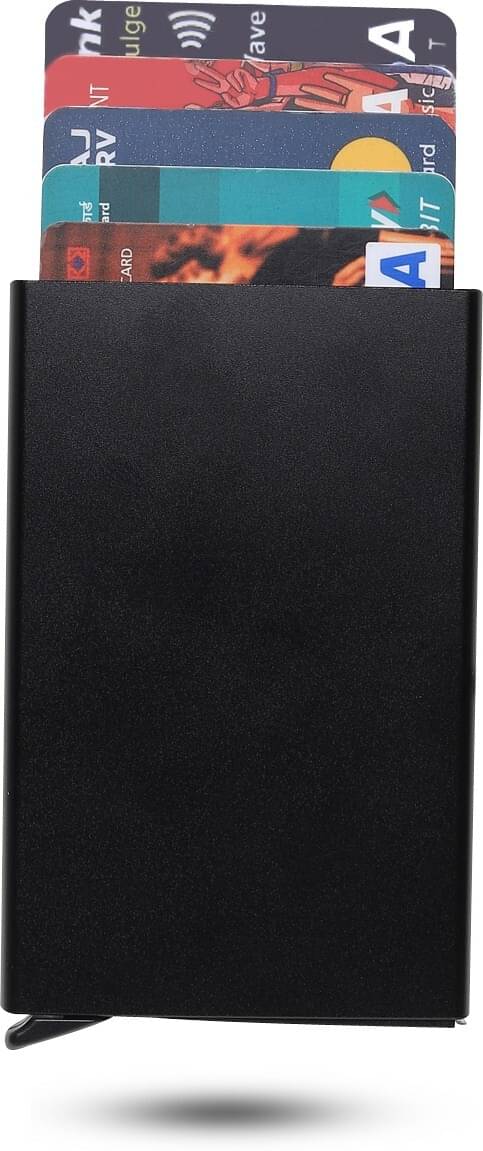     			HRFSTAR Metallic Solid Men's Regular Wallet With 6 Slots For Card ( Black , Pack of 1 )