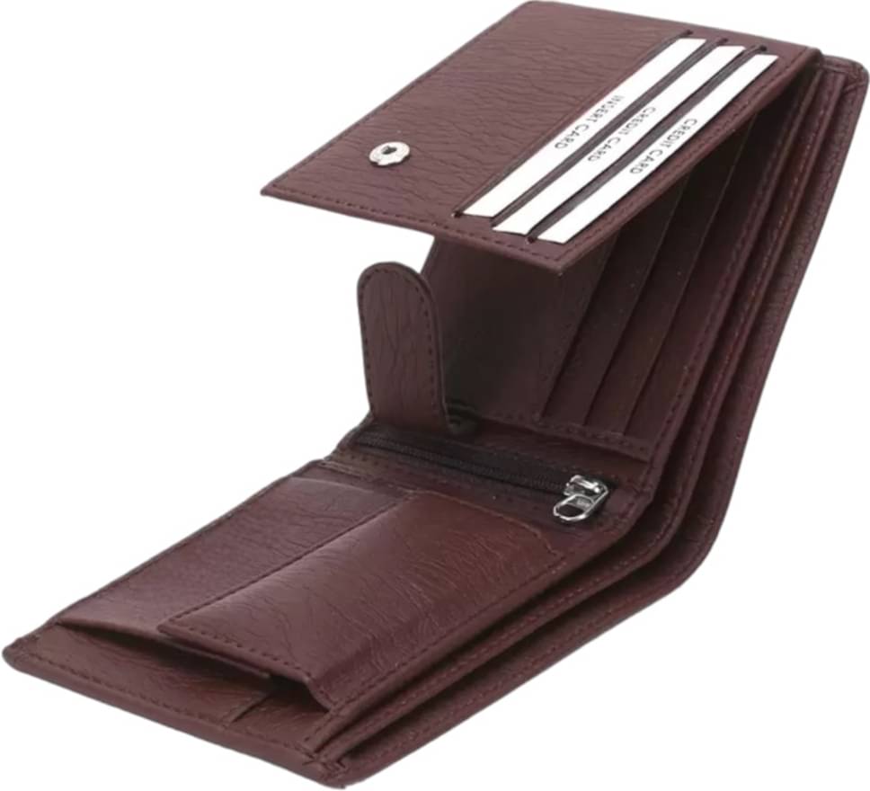     			HRFSTAR PU Solid Men's Regular Wallet With 10 Slots For Card ( Brown , Pack of 1 )