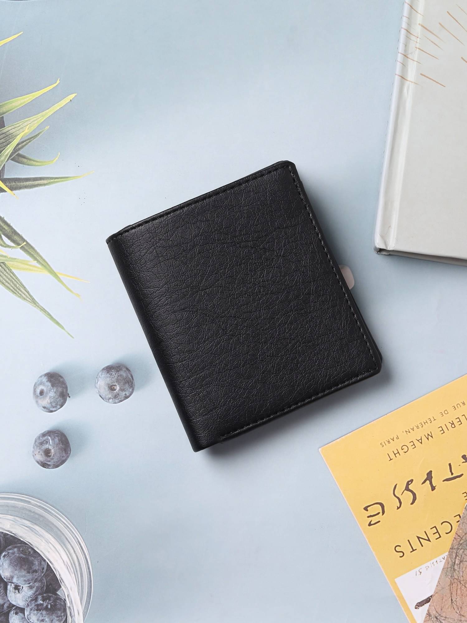     			HRFSTAR PU Solid Men's Regular Wallet With 5 Slots For Card ( Black , Pack of 1 )