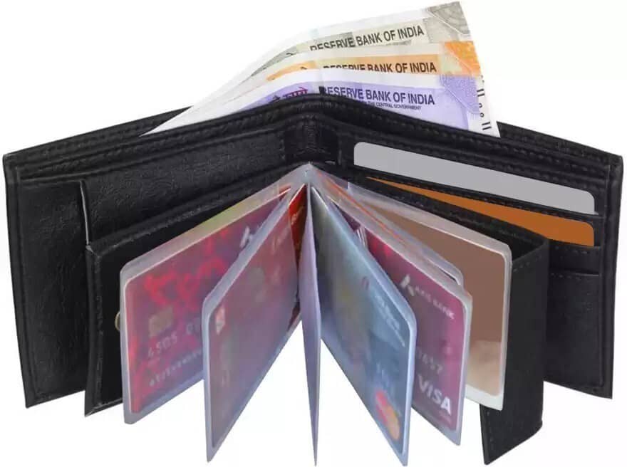HRFSTAR PU Solid Men's Regular Wallet With 9 Slots For Card ( Black , Pack of 1 ) - Handbags | Buy online on ZillyBuy